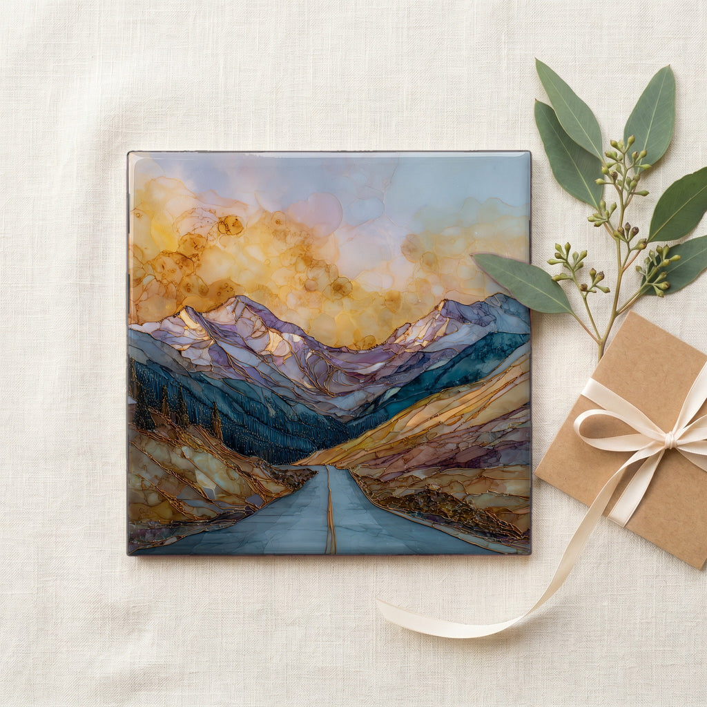 Cottonwood Pass paved summit Sawatch Range Ceramic Art Tile — gifting