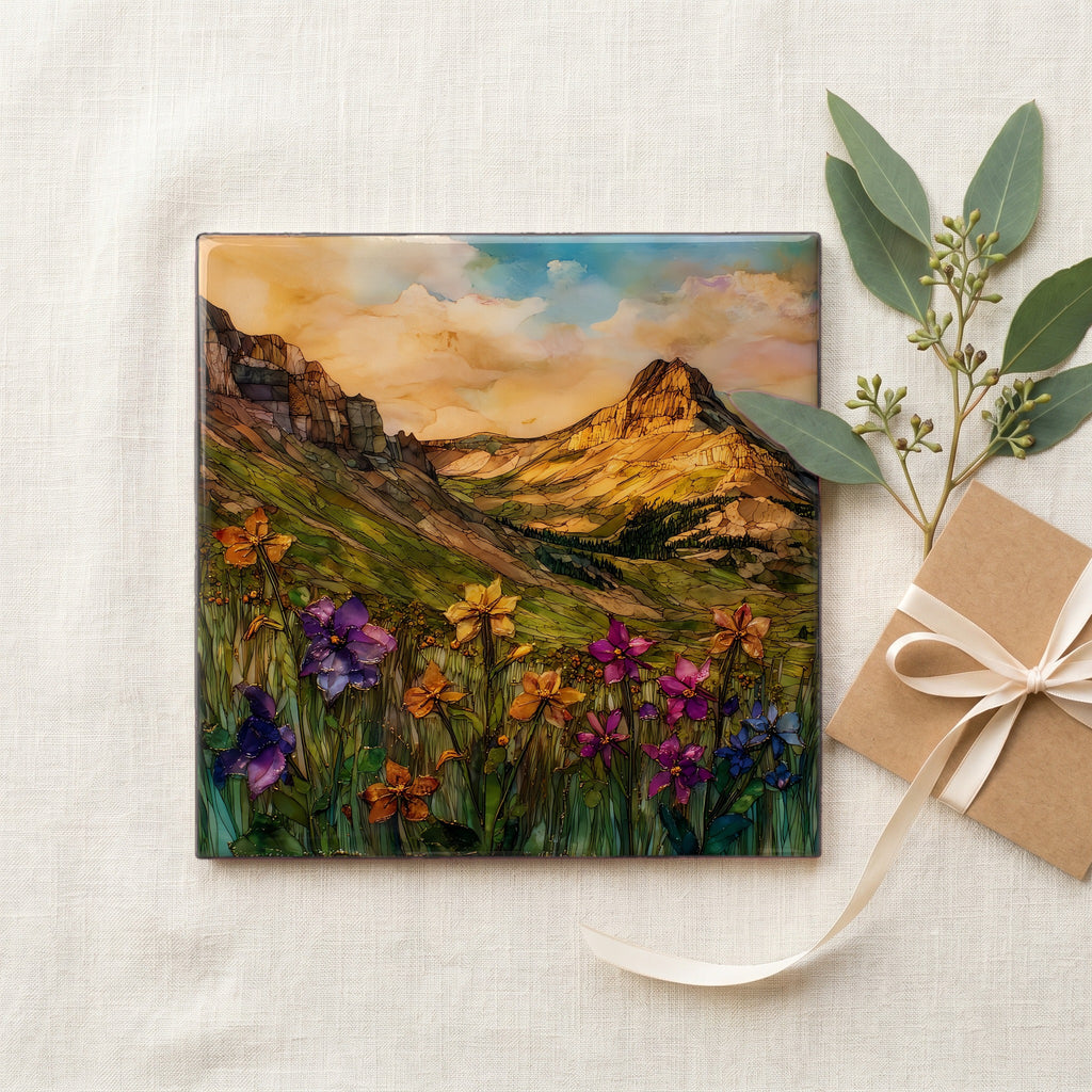 Yankee Boy Basin wildflowers San Juans Ceramic Art Tile — gifting