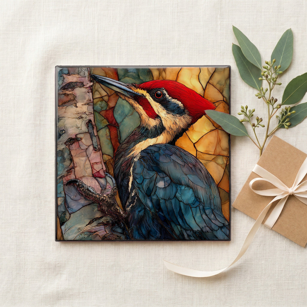 a Pileated Woodpecker hammering on a — gifting