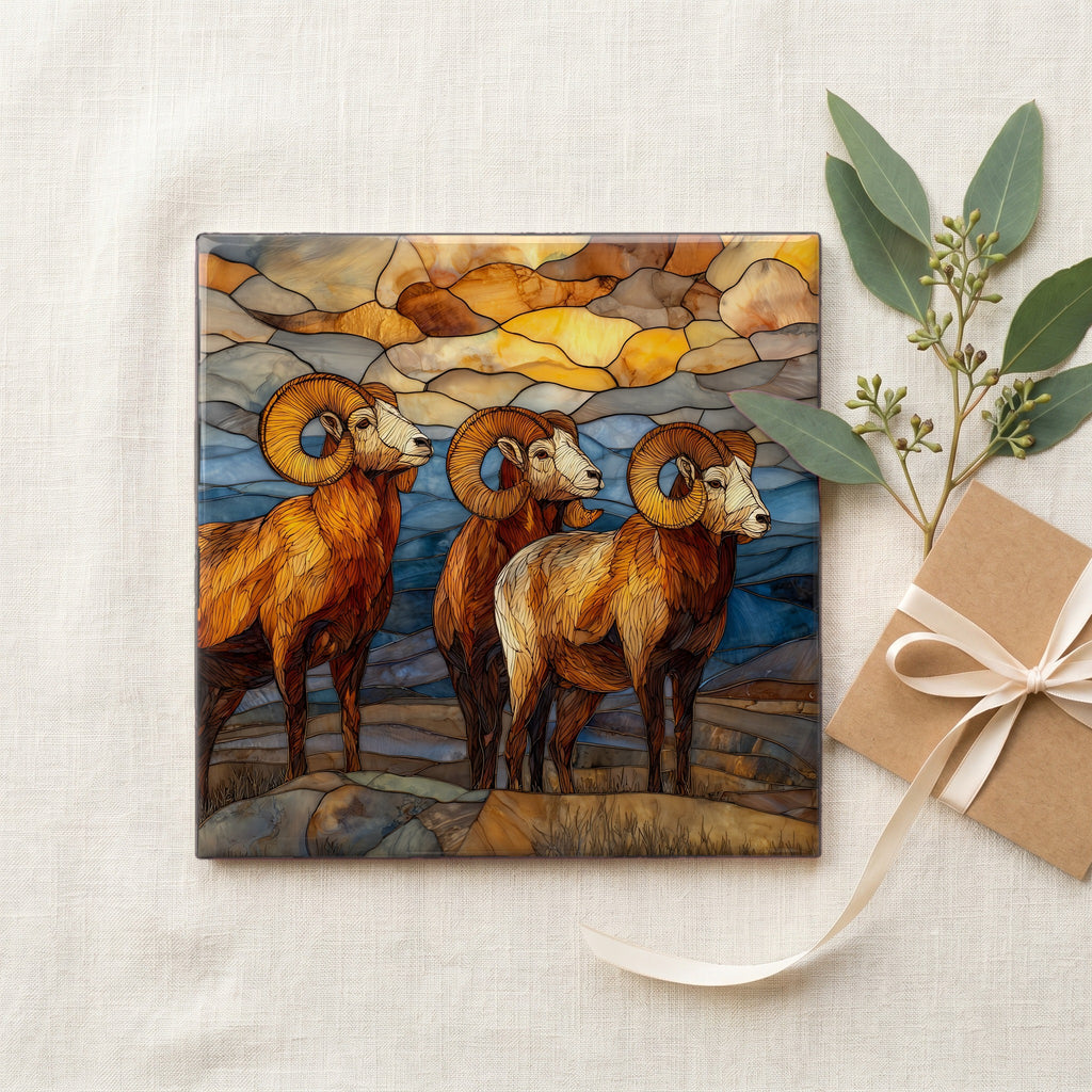 Bighorn sheep Mount Evans Front Range Ceramic Art Tile — gifting