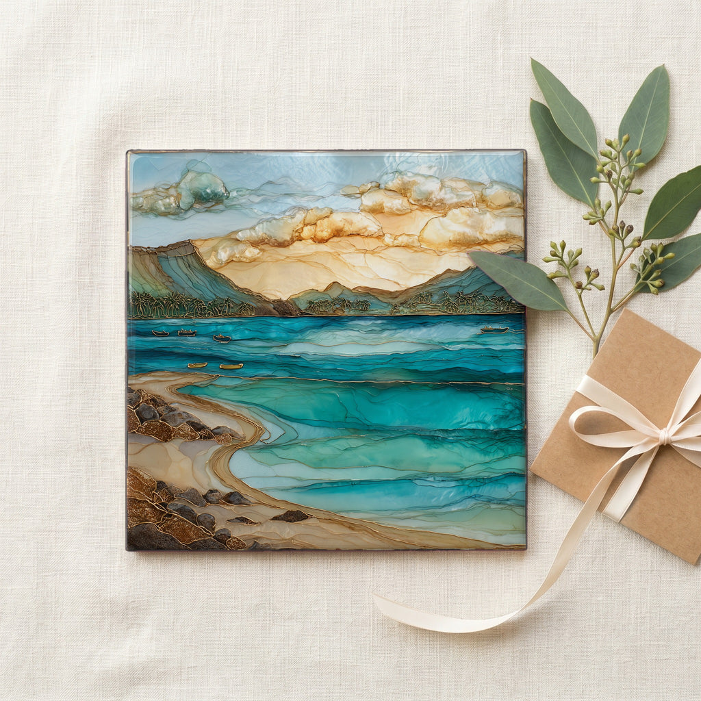 Kailua Beach Oahu Ceramic Art Tile — gifting