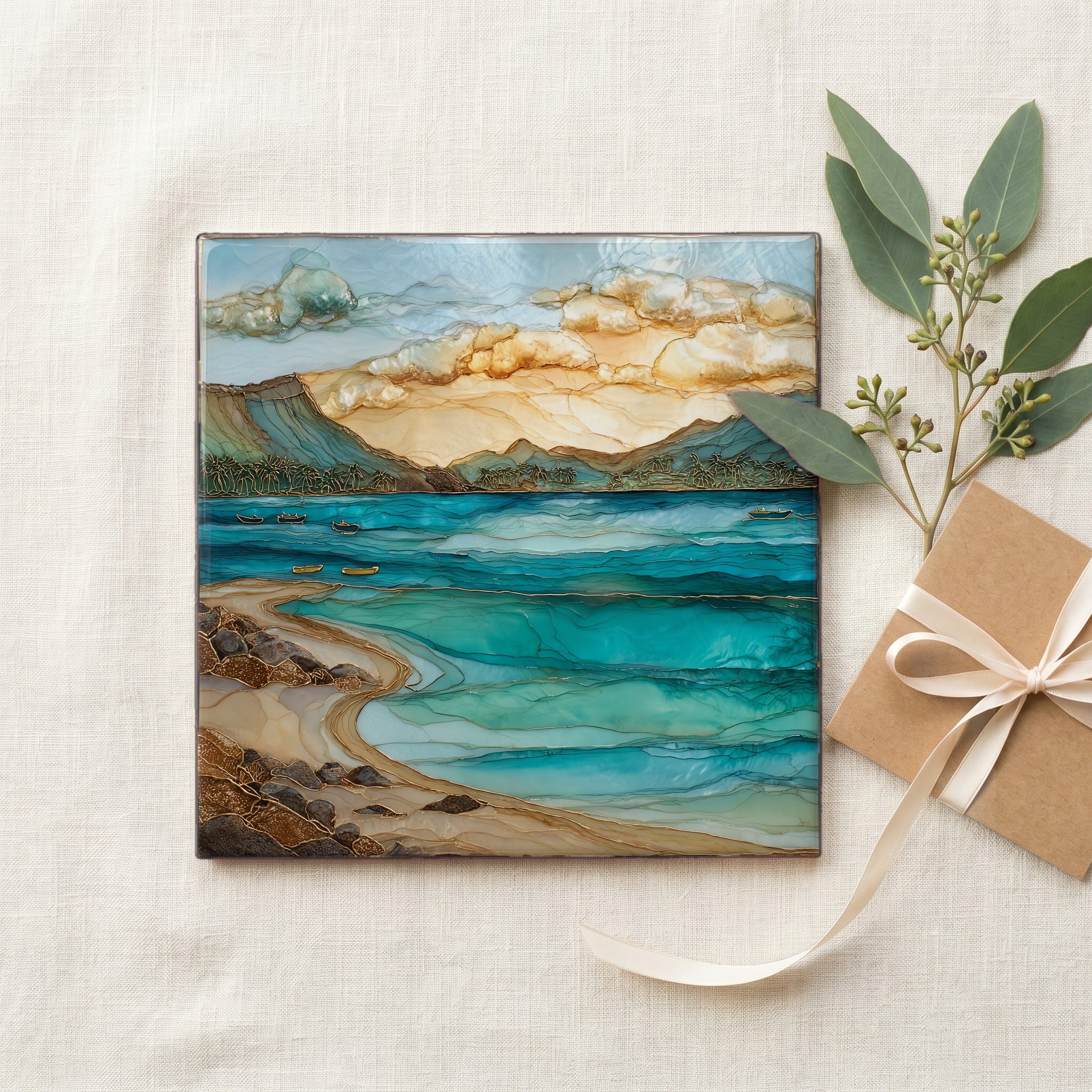 Kailua Beach Oahu Ceramic Art Tile — gifting