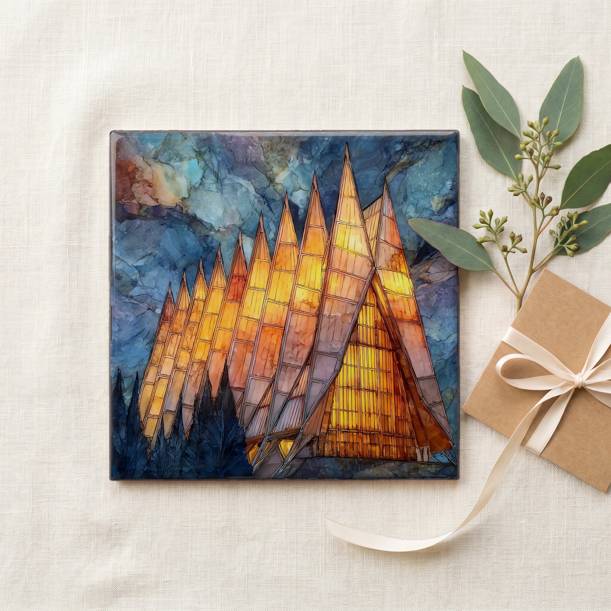 Air Force Academy Cadet Chapel Front Range Ceramic Art Tile — gifting