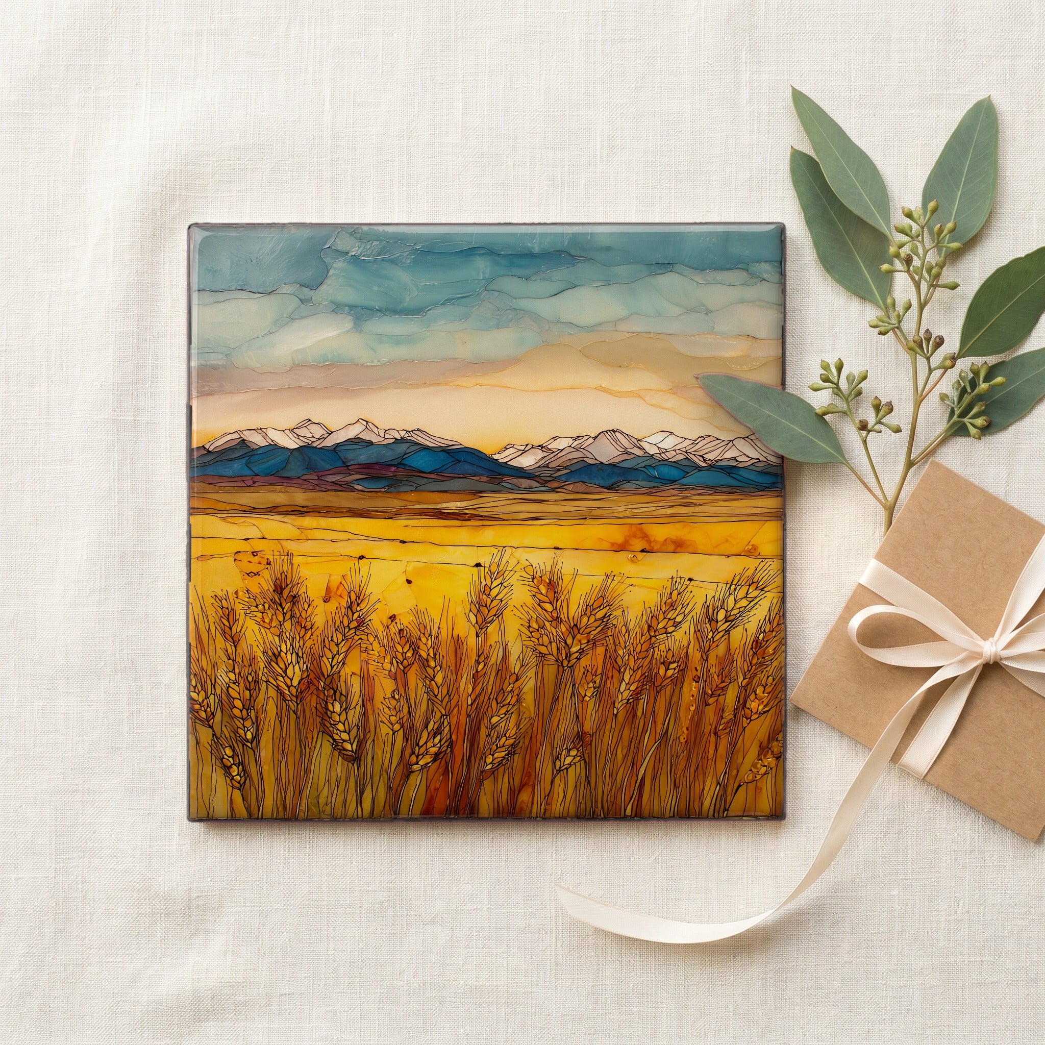 Wheat fields eastern plains Ceramic Art Tile — gifting