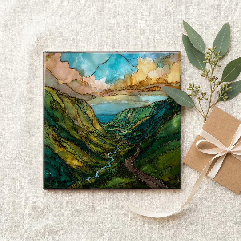 Hamakua Cane Road Big Island Ceramic Art Tile — gifting