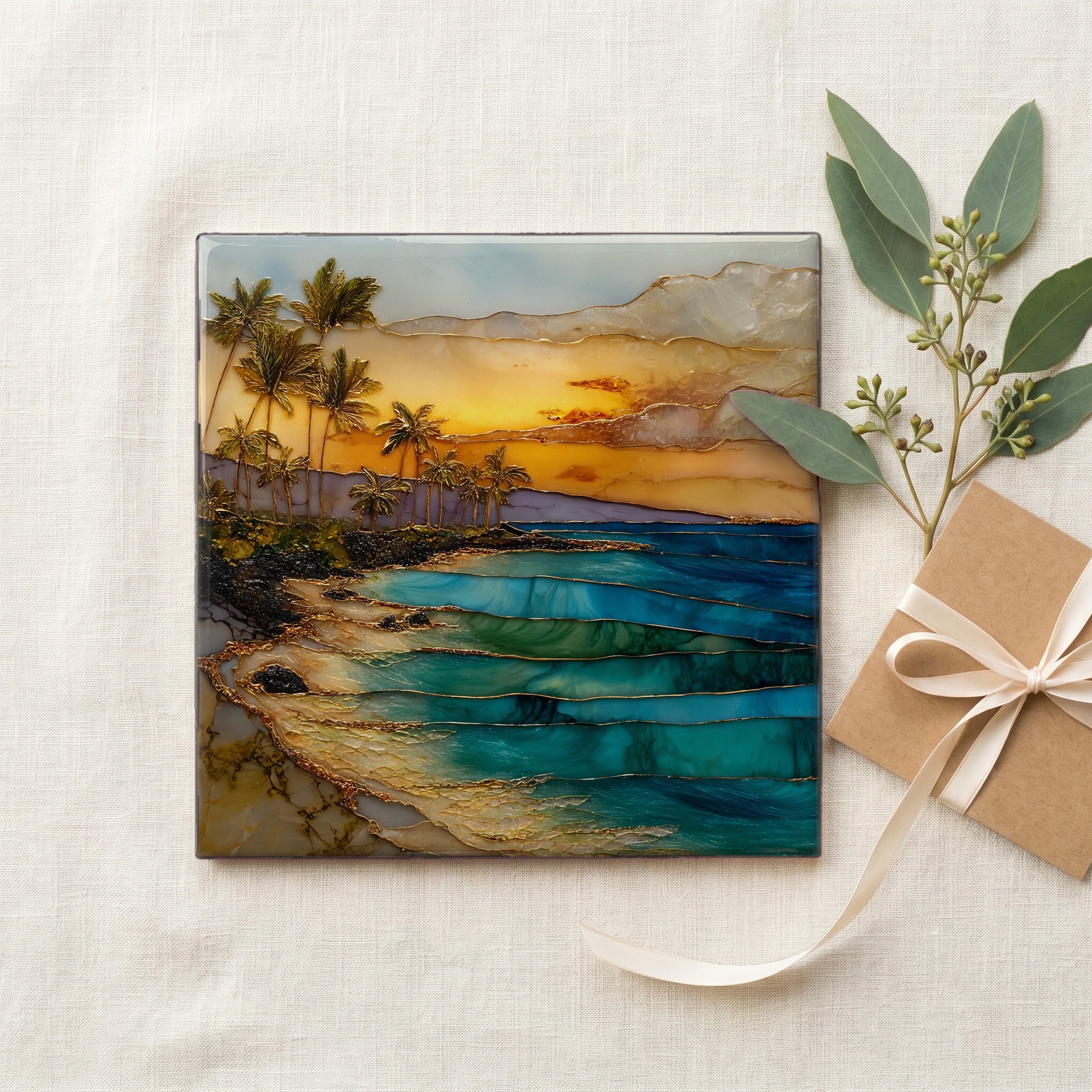 Kaanapali Black Rock Maui Ceramic Art Tile — gifting