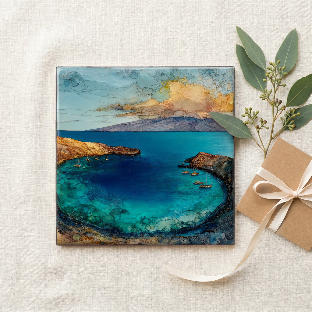 Molokini Crater Maui Ceramic Art Tile — gifting