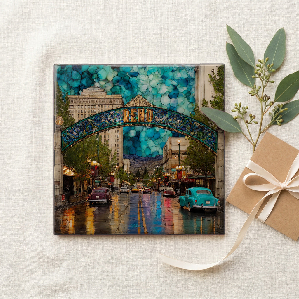 the Reno Arch spanning Virginia Street — gifting
