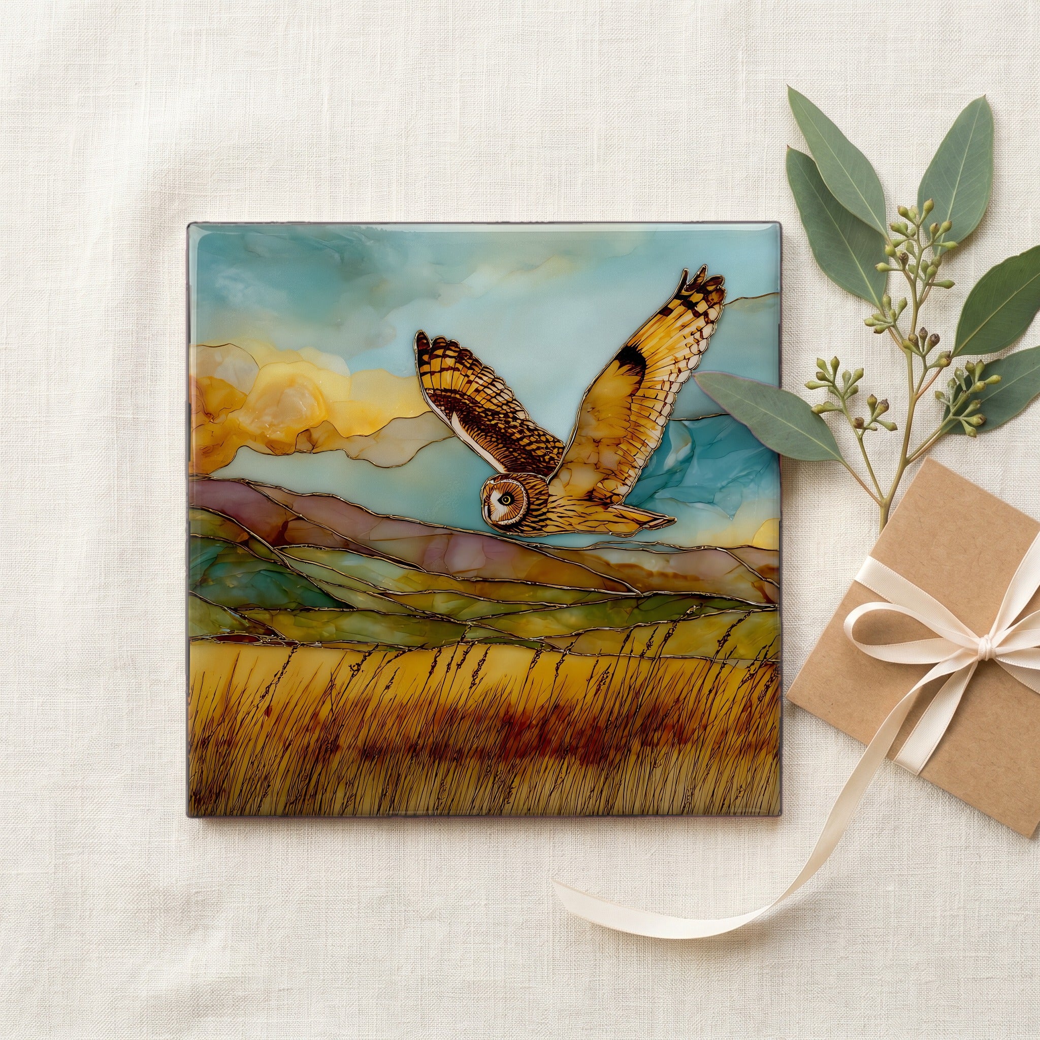 Pueo Owl Maui Ceramic Art Tile — gifting
