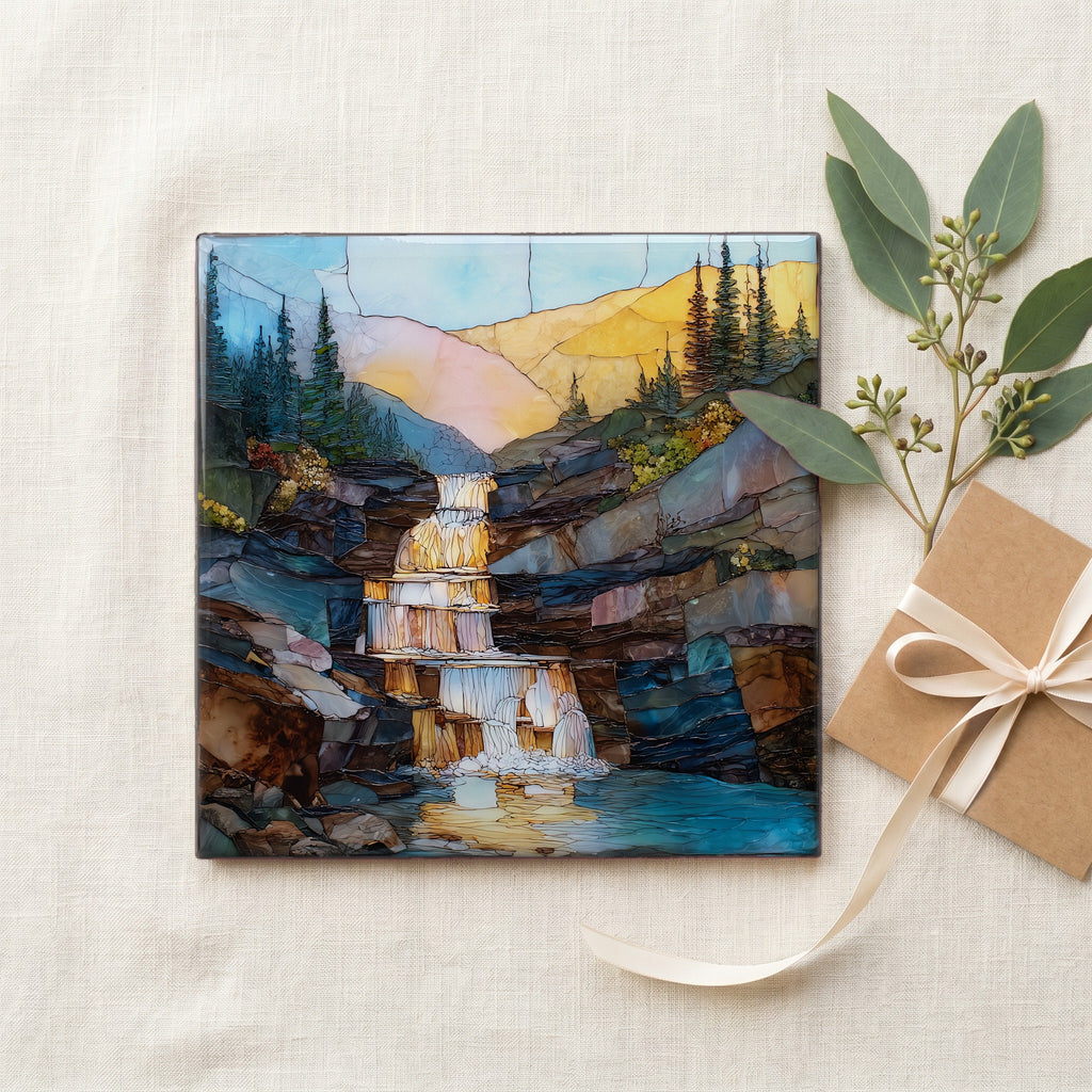 Alberta Falls Rocky Mountain National Park Ceramic Art Tile — gifting