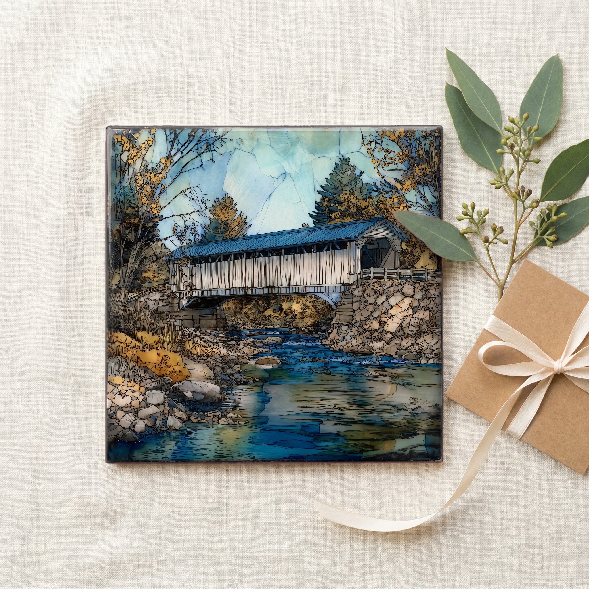 the Lincoln covered bridge over the — gifting
