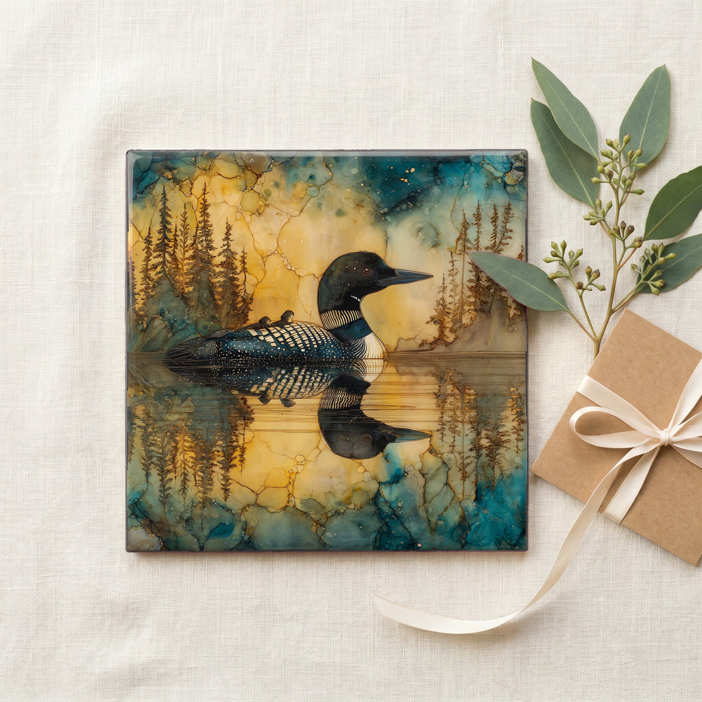 a common loon on an Adirondack — gifting