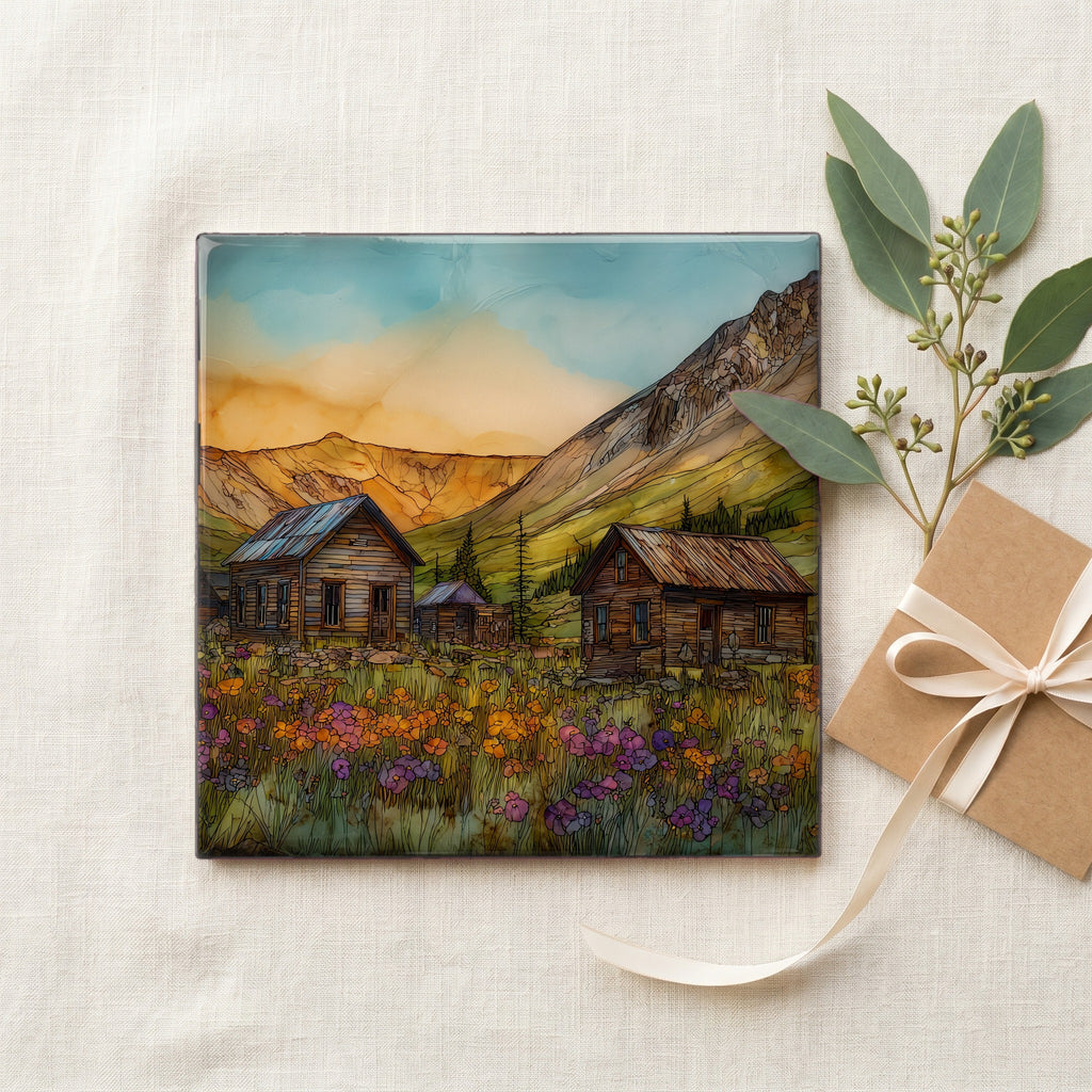 Vicksburg ghost town Sawatch Range Ceramic Art Tile — gifting