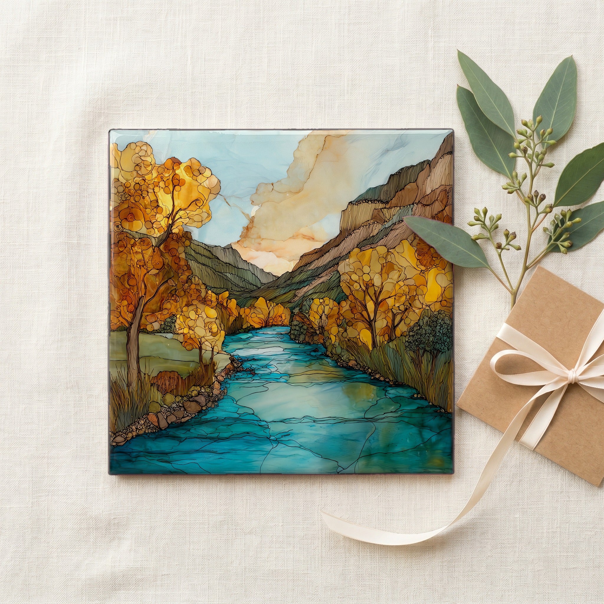 Animas River through Durango San Juans Ceramic Art Tile — gifting