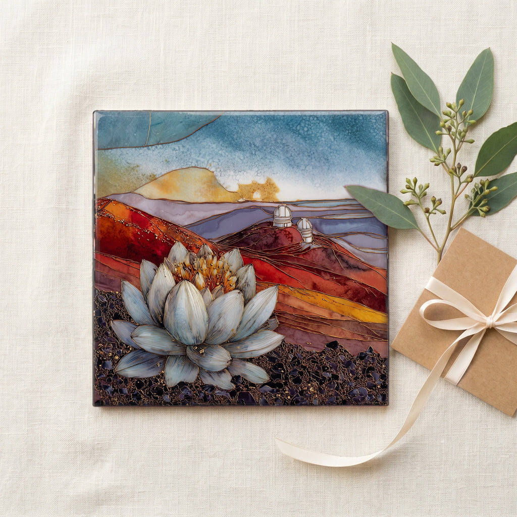 Mauna Kea Silversword Big Island Ceramic Art Tile — gifting