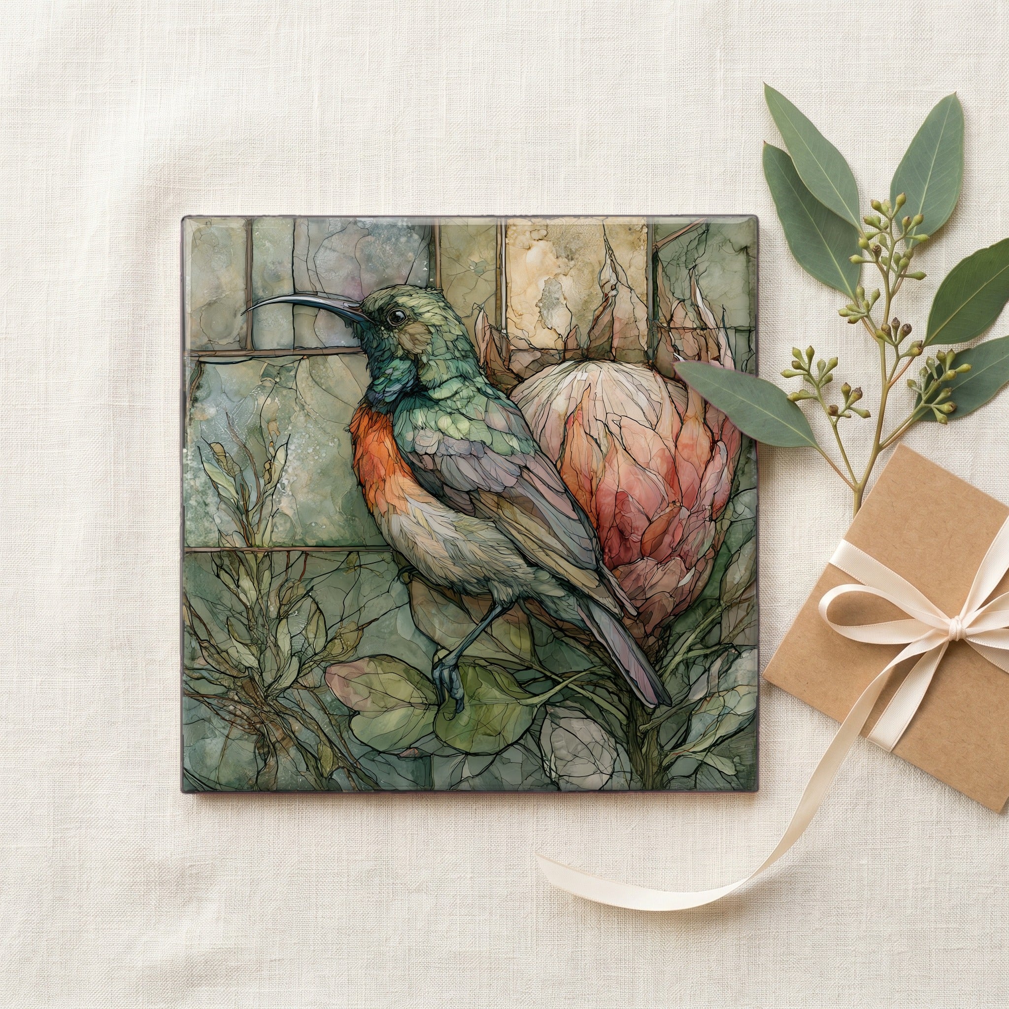 an orange-breasted sunbird perched — gifting