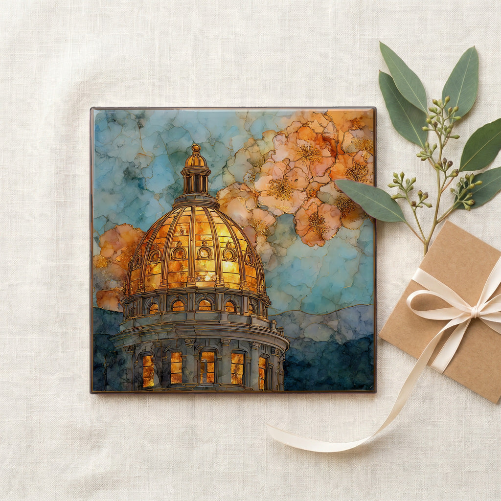 Colorado State Capitol dome Denver Metro Ceramic Art Tile — gifting