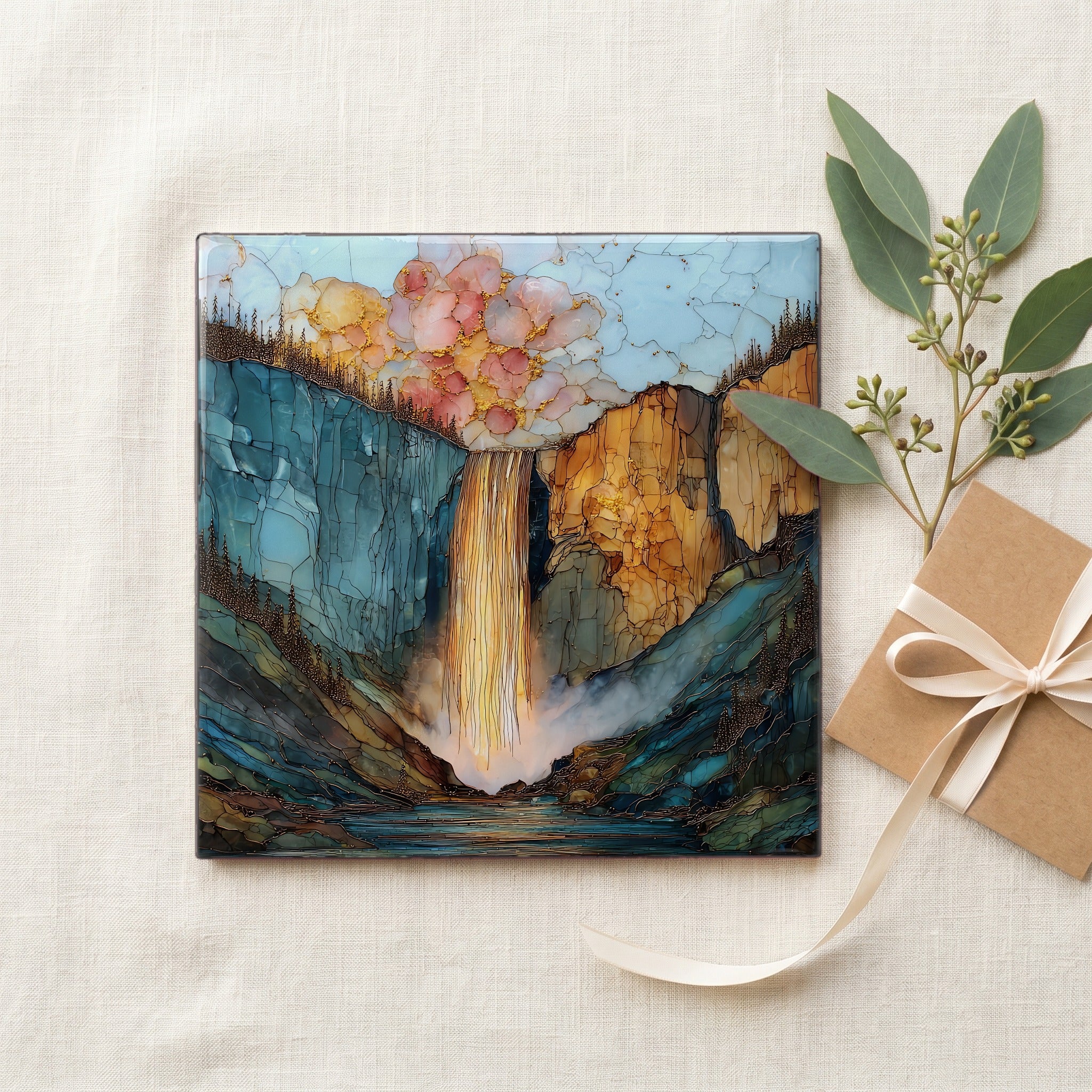 Bridal Veil Falls Telluride San Juans Ceramic Art Tile — gifting