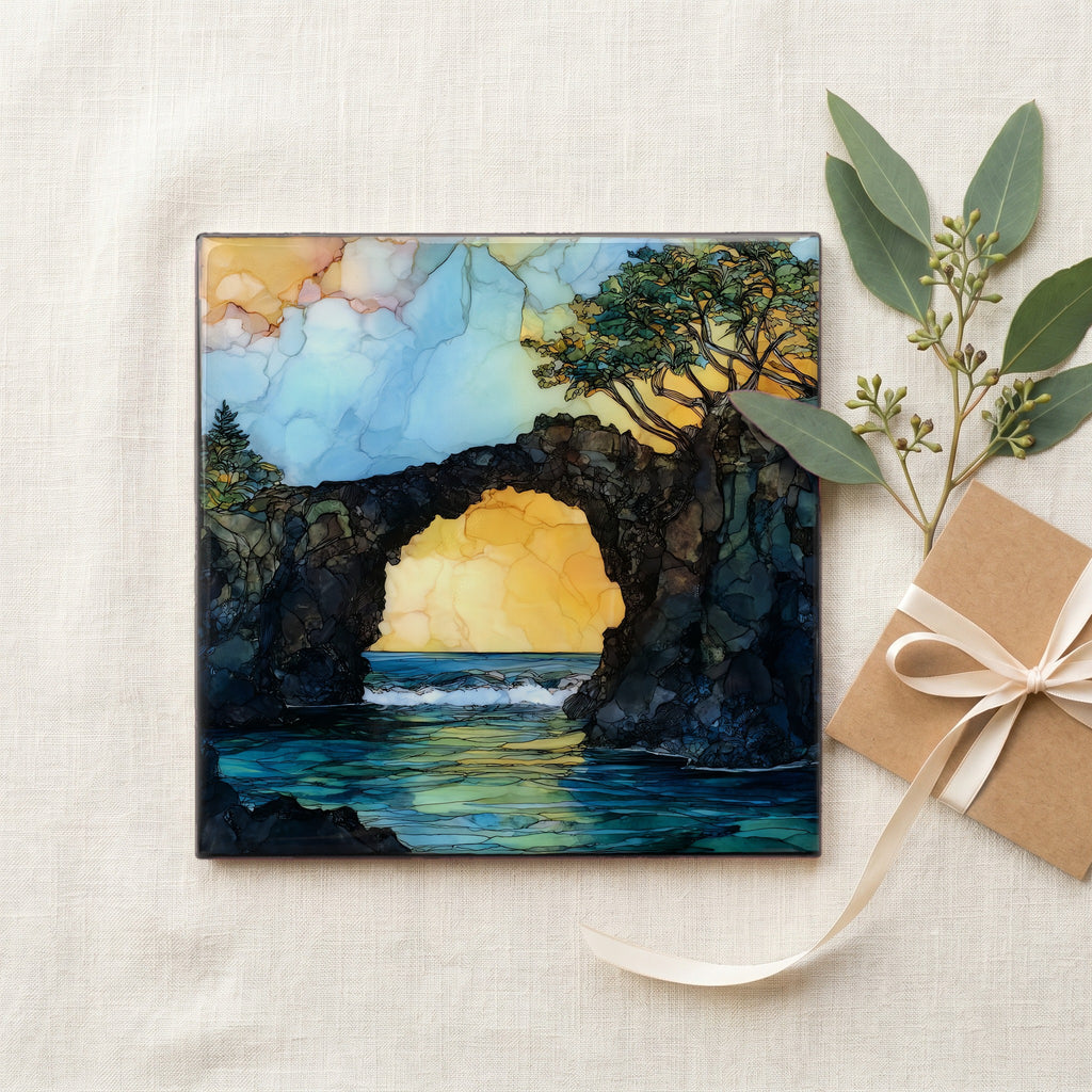 Pailoa Sea Arch Maui Ceramic Art Tile — gifting