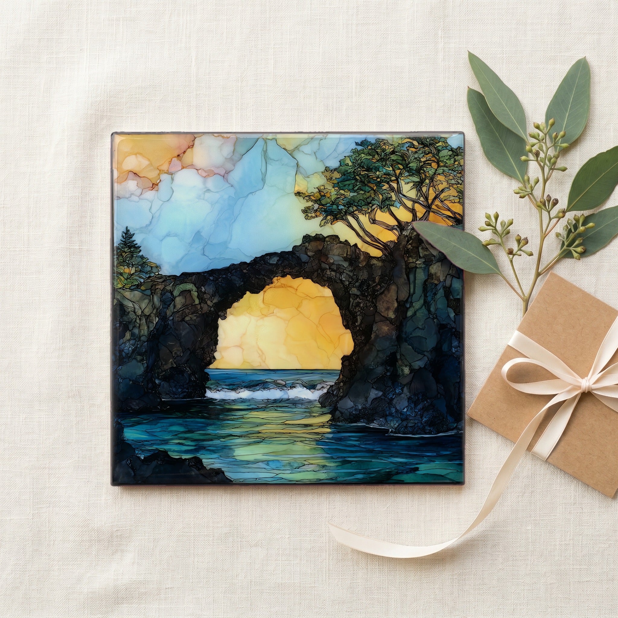 Pailoa Sea Arch Maui Ceramic Art Tile — gifting