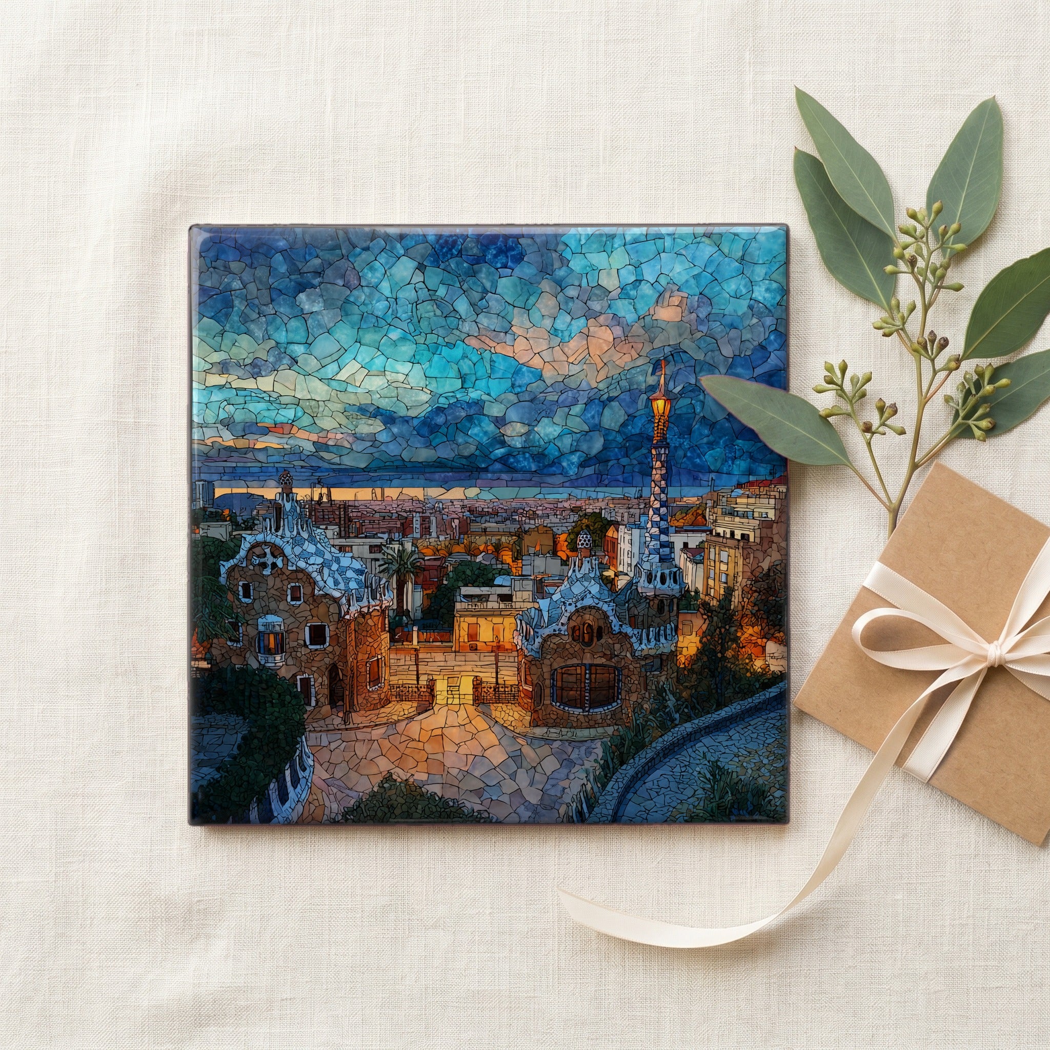 Park Guell Mosaic Terrace Overlooking Barcelona — gifting