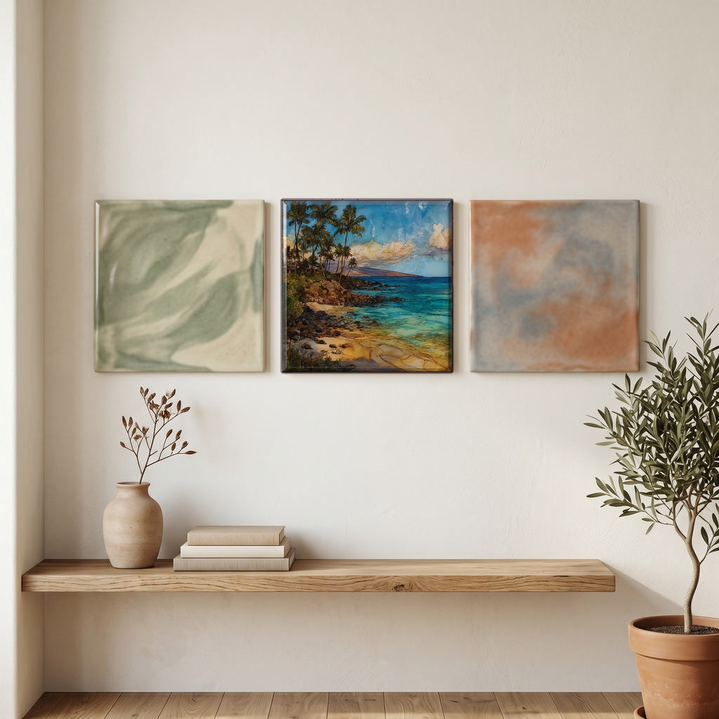 Wailea Coast Morning Maui Ceramic Art Tile — grouping