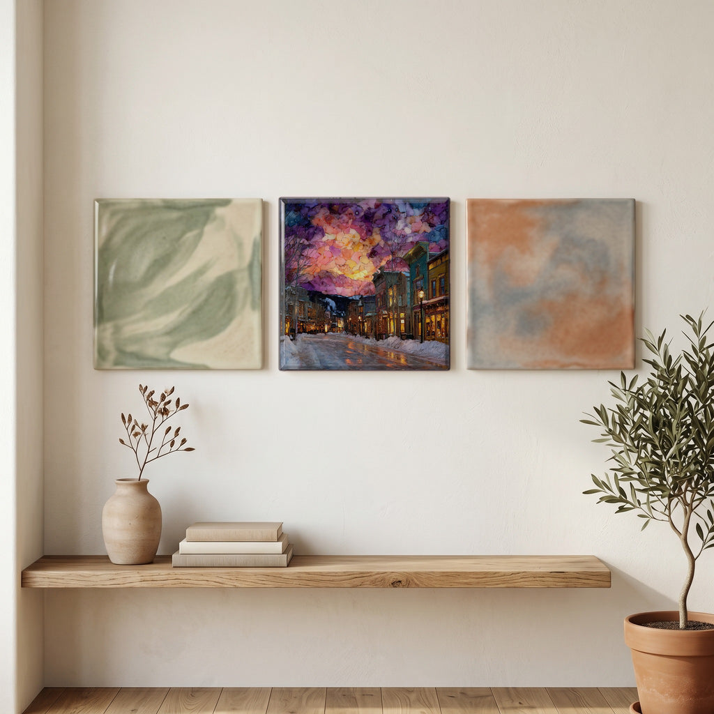 Breckenridge Main Street winter Tenmile Range Ceramic Art Tile — grouping