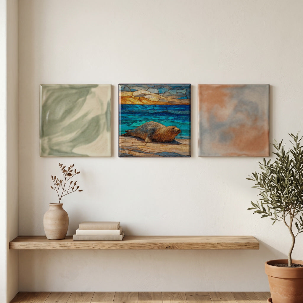 Monk Seal Poipu Kauai Ceramic Art Tile — grouping