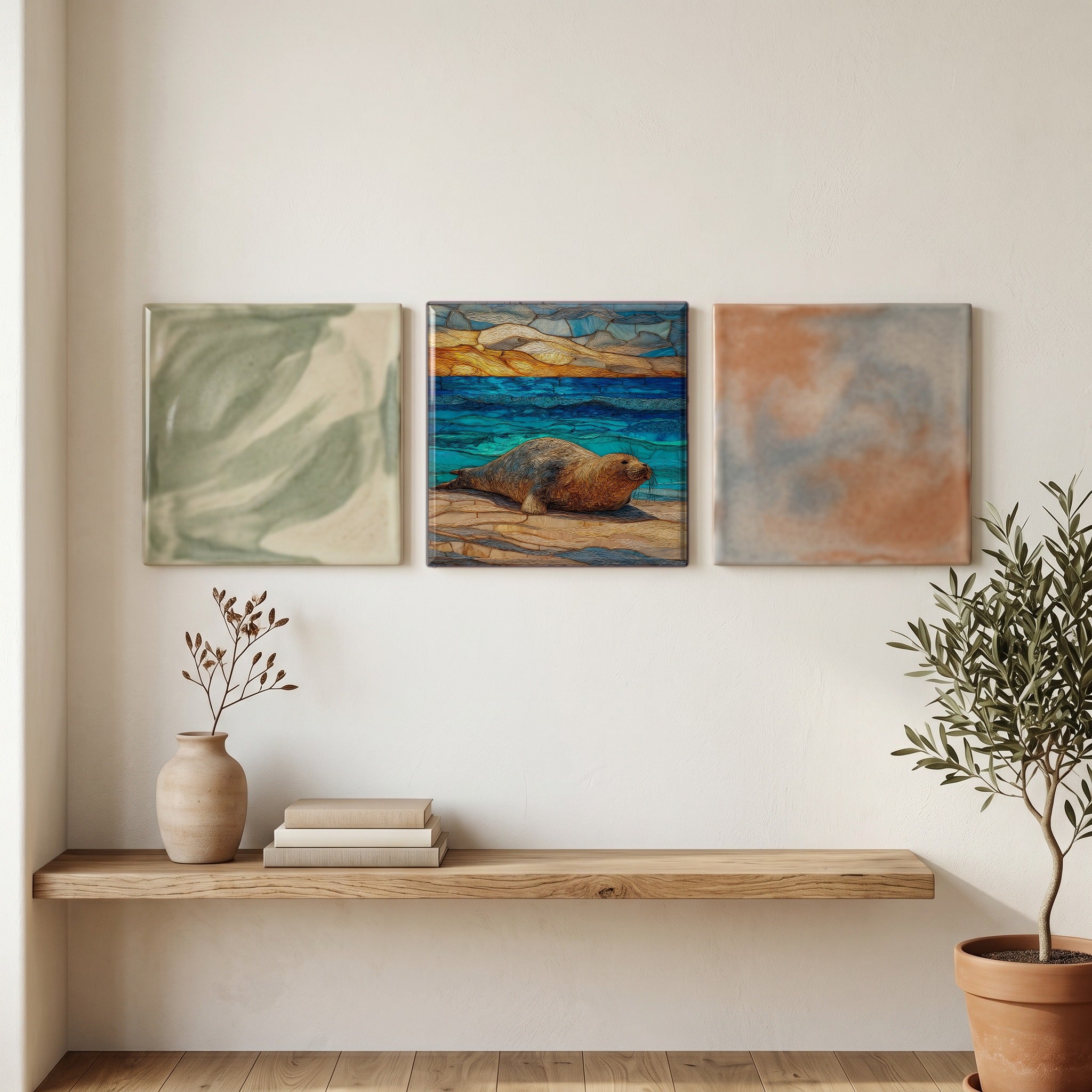Monk Seal Poipu Kauai Ceramic Art Tile — grouping