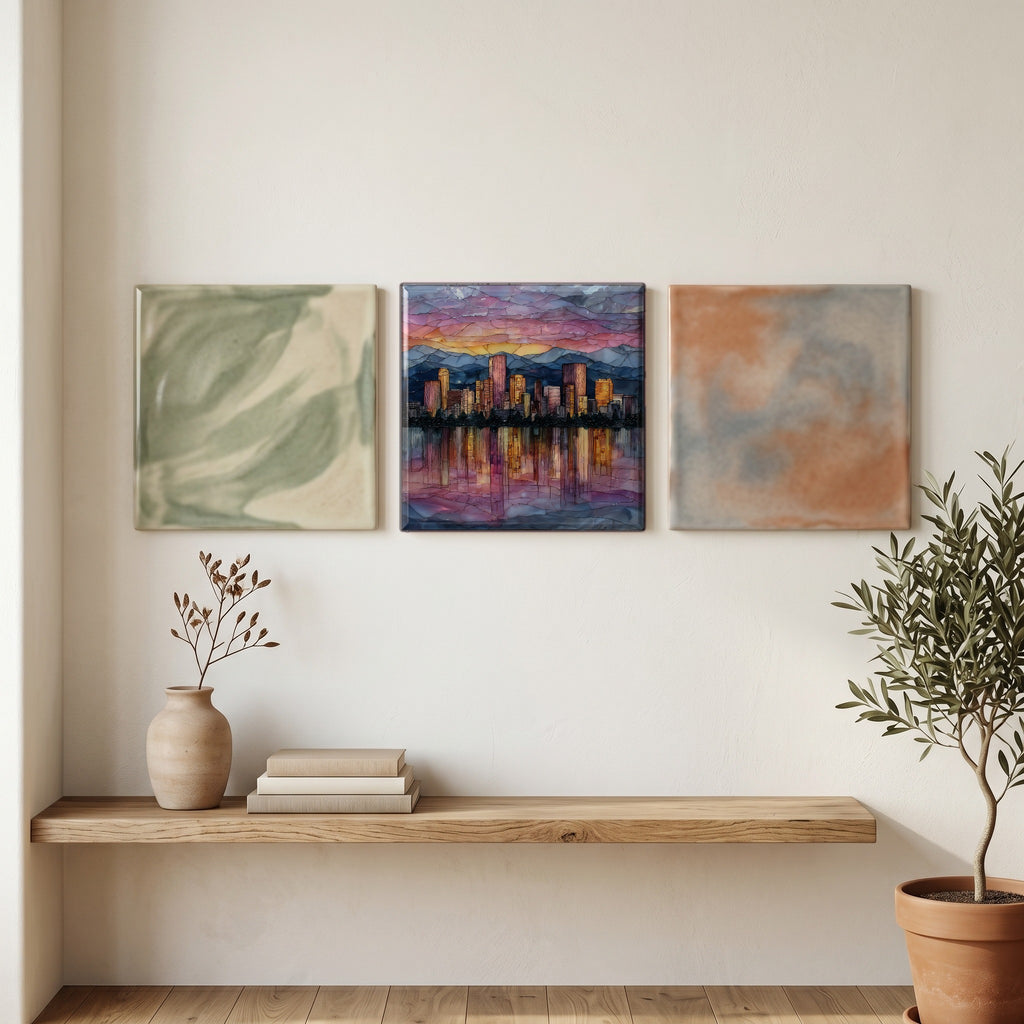 Denver skyline from Sloans Lake Denver Metro Ceramic Art Tile — grouping