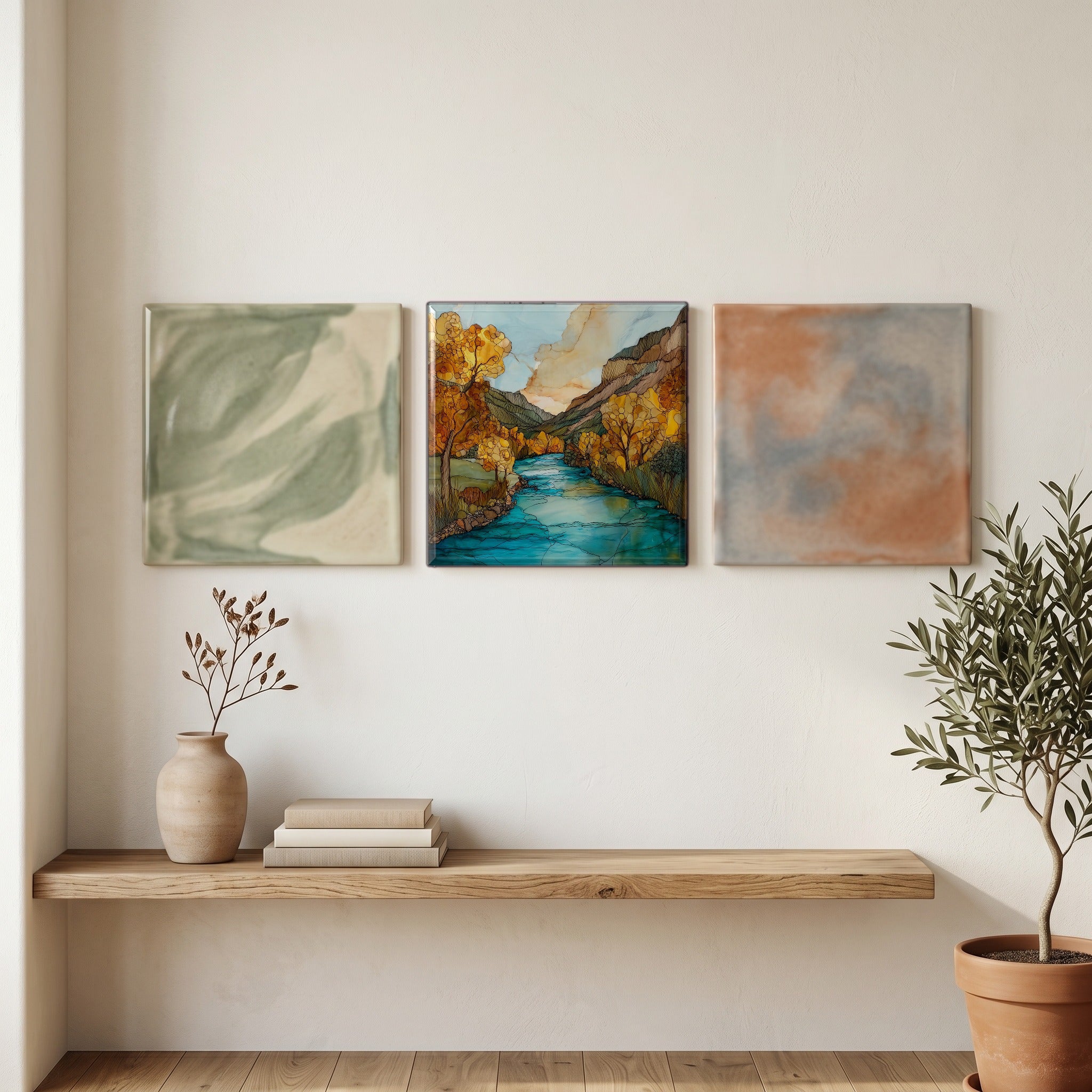 Animas River through Durango San Juans Ceramic Art Tile — grouping