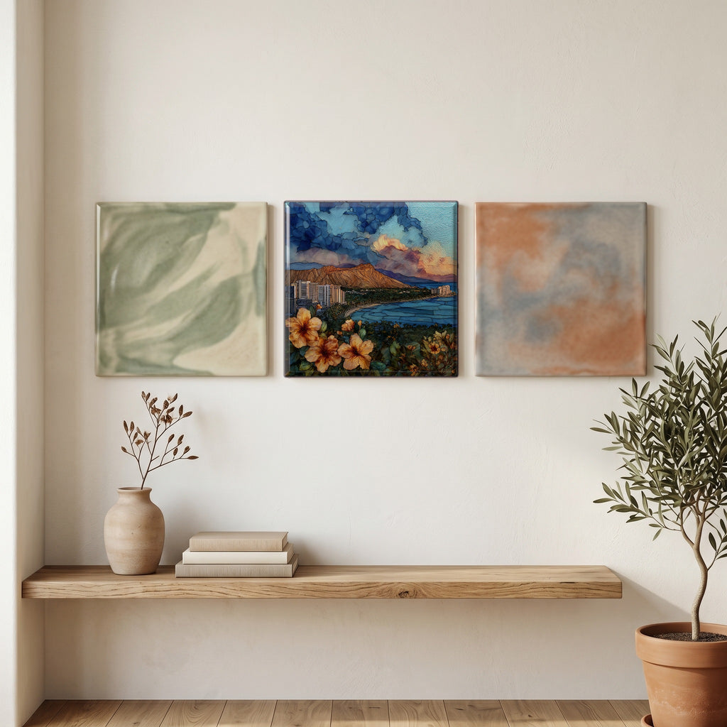 Diamond Head Summit Oahu Ceramic Art Tile — grouping