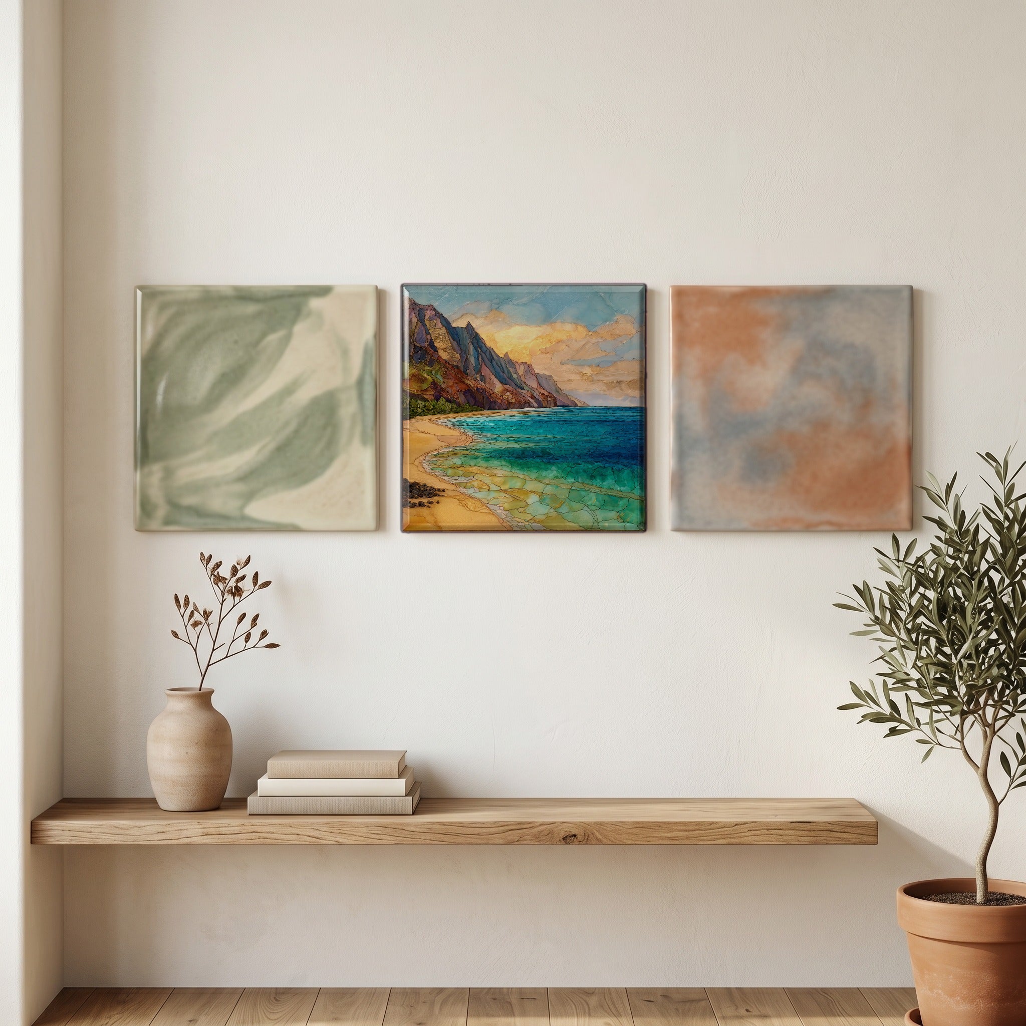 Tunnels Beach Kauai Ceramic Art Tile — grouping