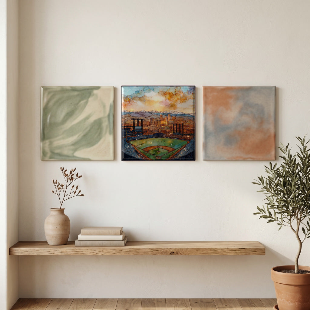 Coors Field with skyline Denver Metro Ceramic Art Tile — grouping