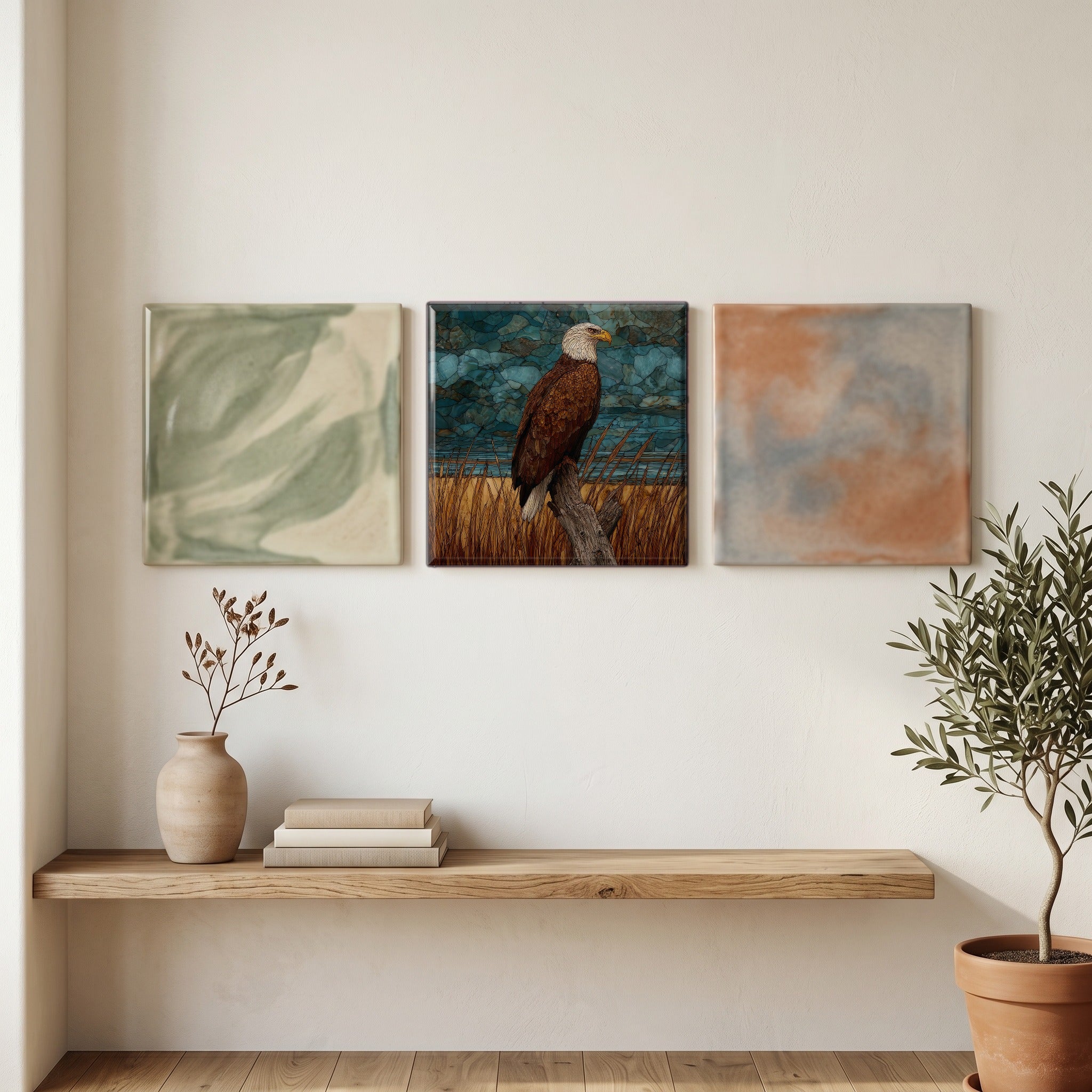 a bald eagle perched atop a — grouping