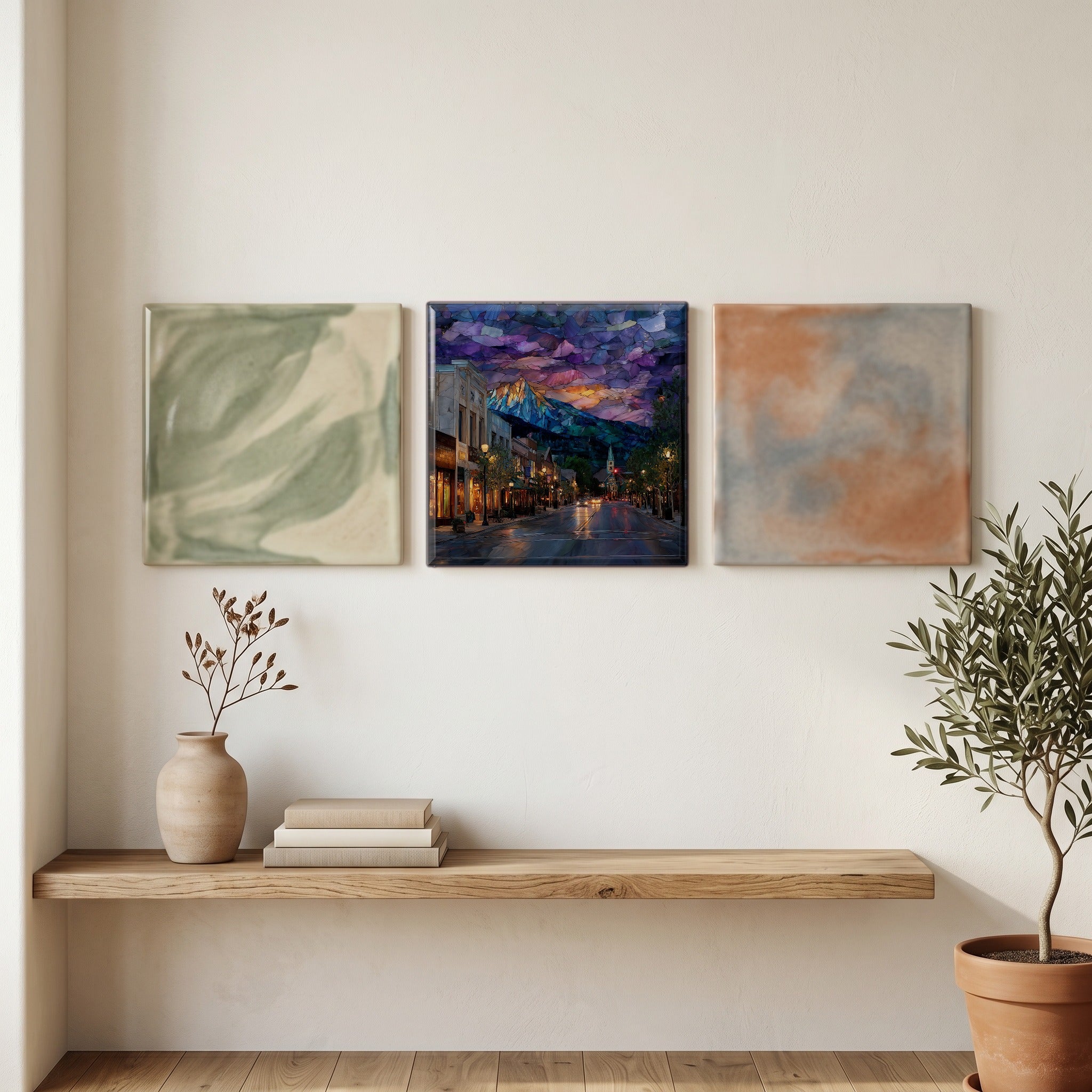 Estes Park downtown twilight Front Range Ceramic Art Tile — grouping