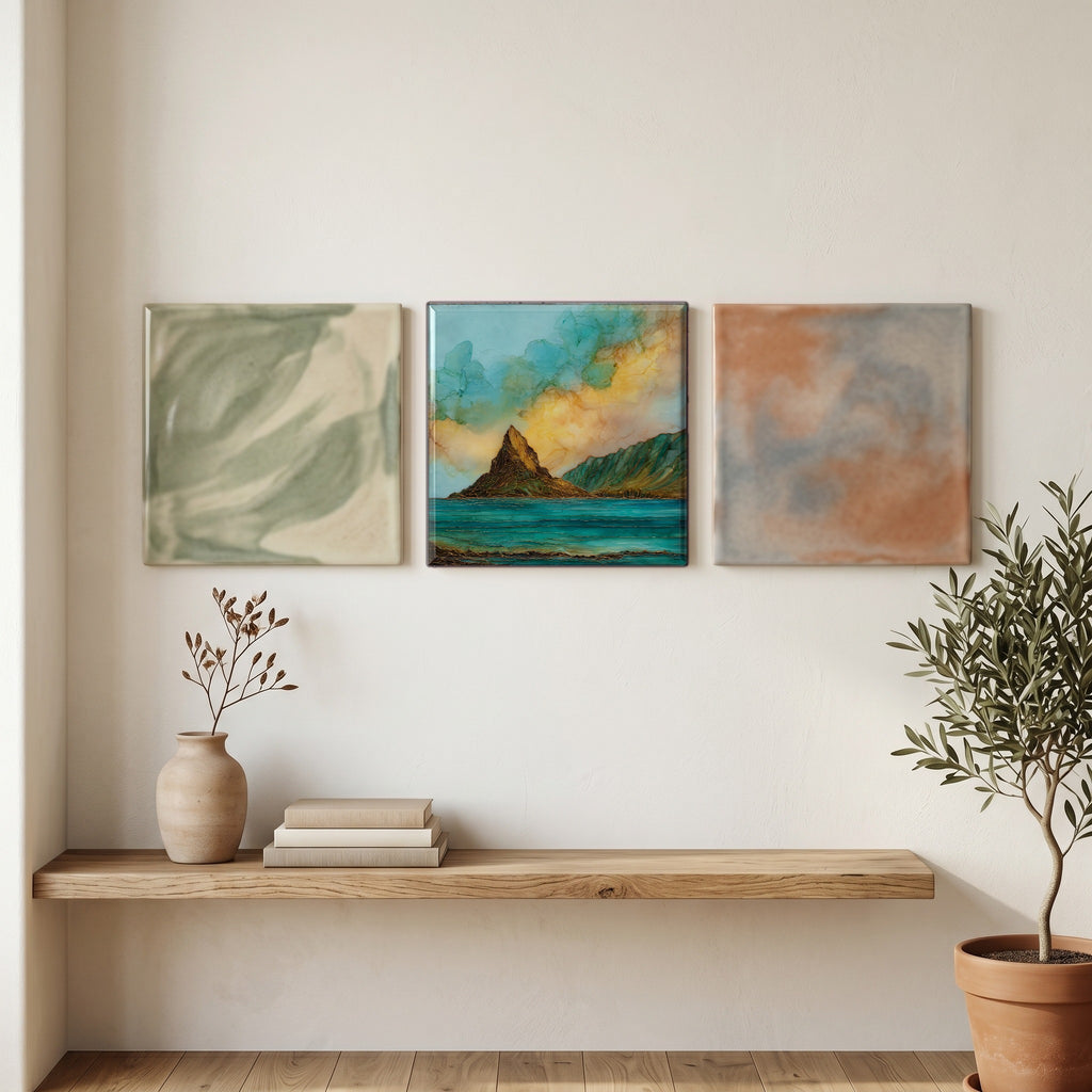 Mokolii Chinamans Hat Oahu Ceramic Art Tile — grouping