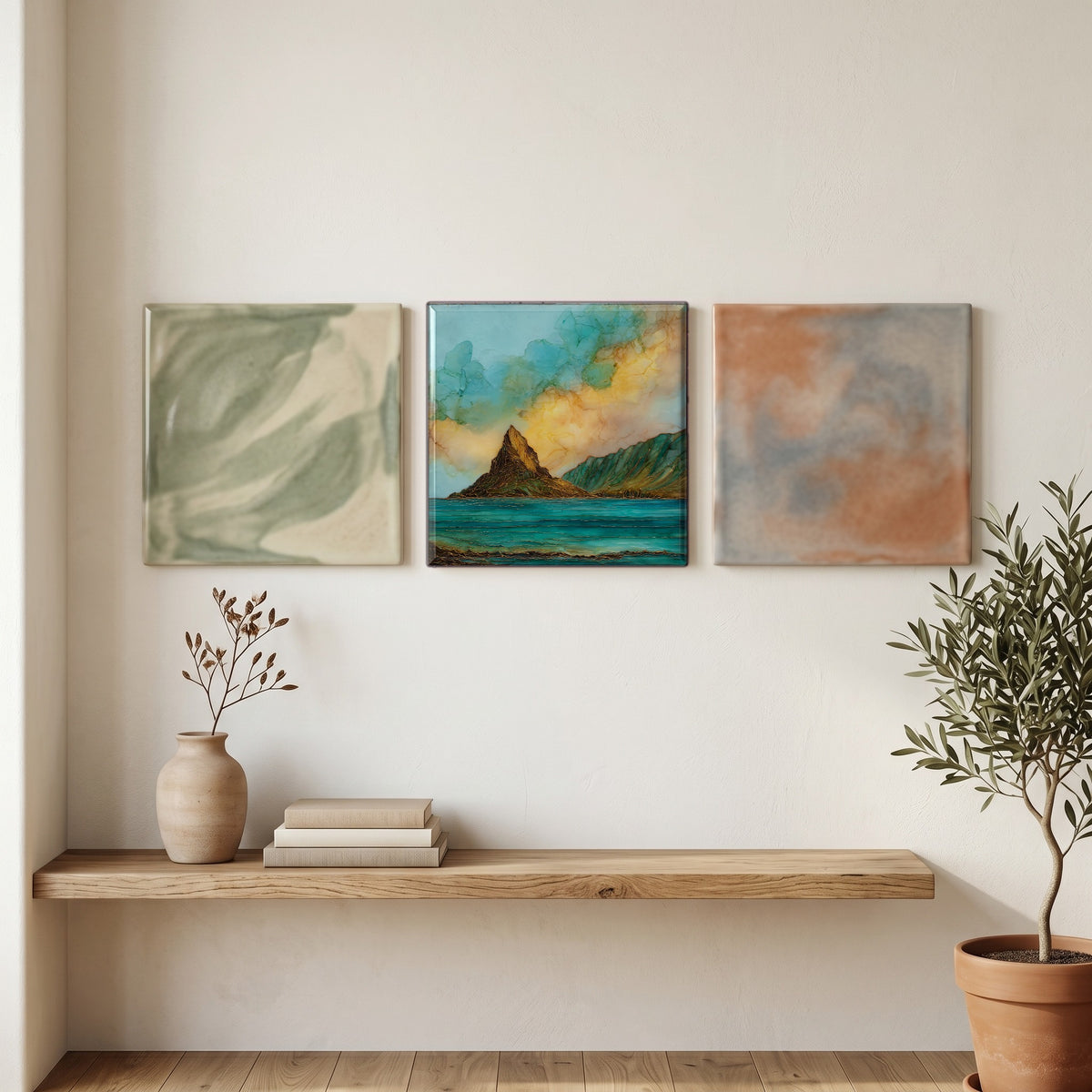 Mokolii Chinamans Hat Oahu Ceramic Art Tile — grouping