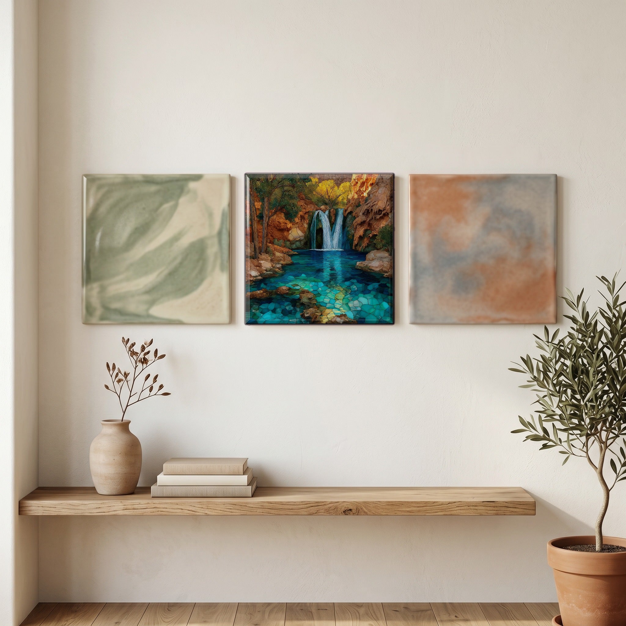 the remote turquoise-blue waterfall — grouping