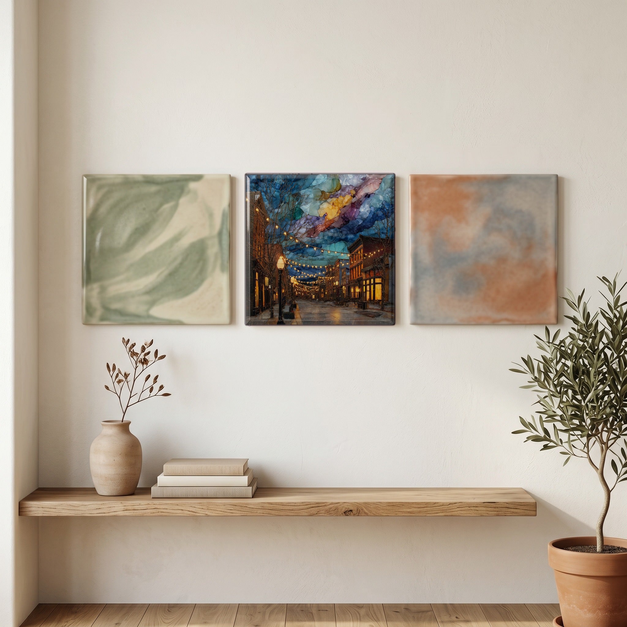 Larimer Square at twilight Denver Metro Ceramic Art Tile — grouping