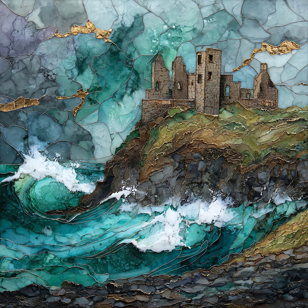 Dunluce Castle — ceramic art tile