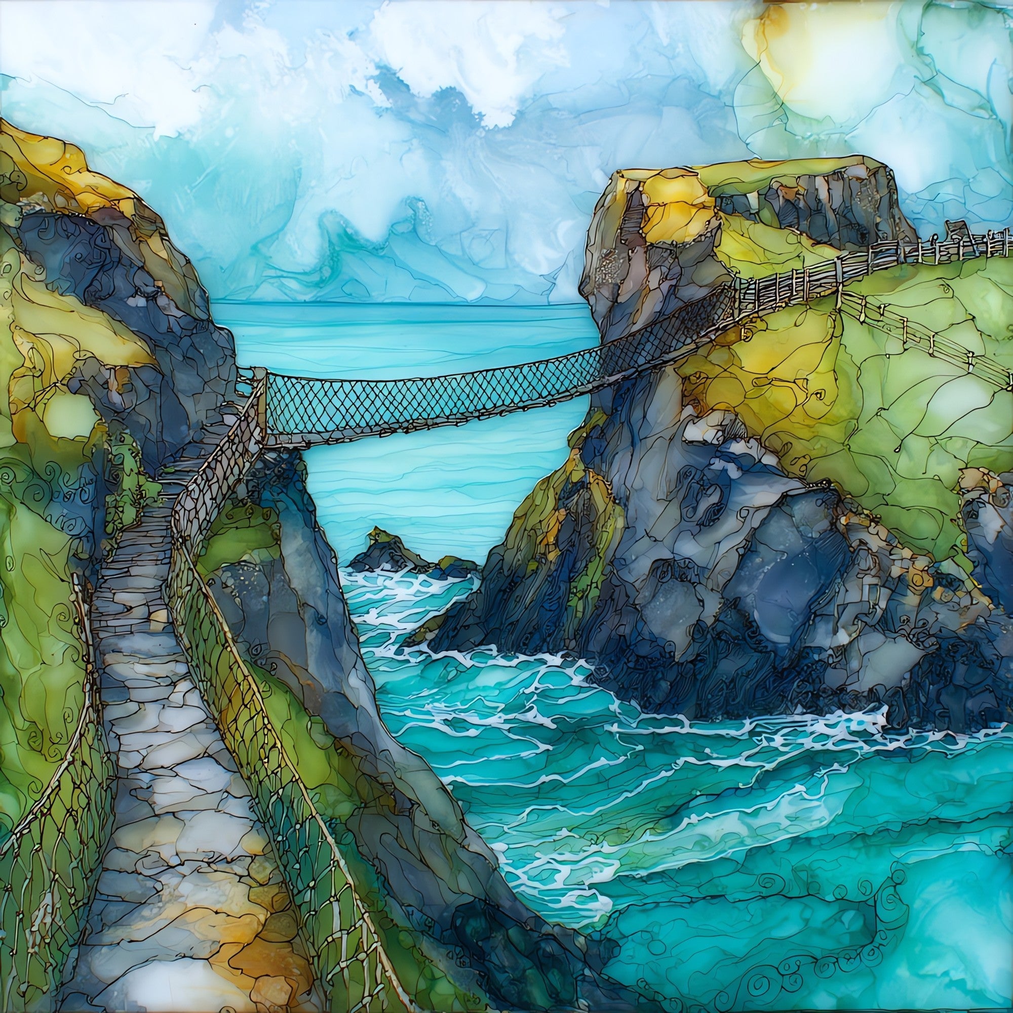 Carrick-a-Rede — ceramic art tile