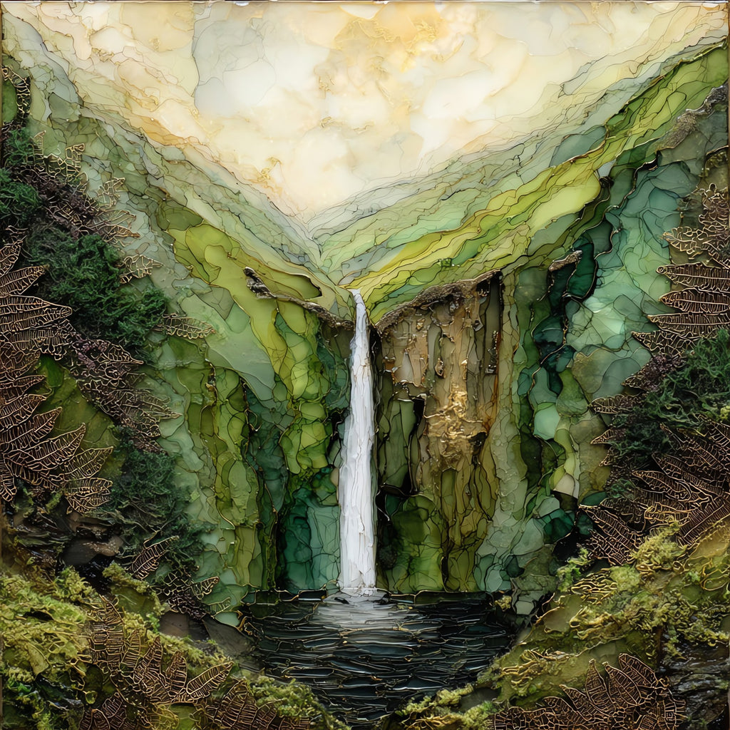 Glencar Waterfall — ceramic art tile