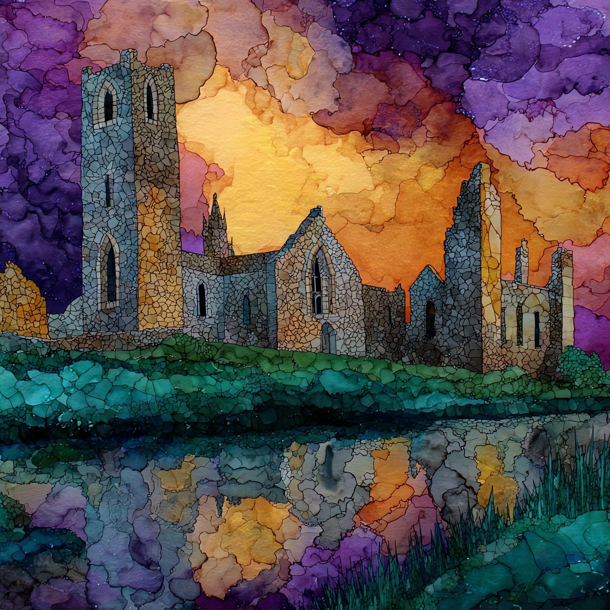 Clonmacnoise — ceramic art tile