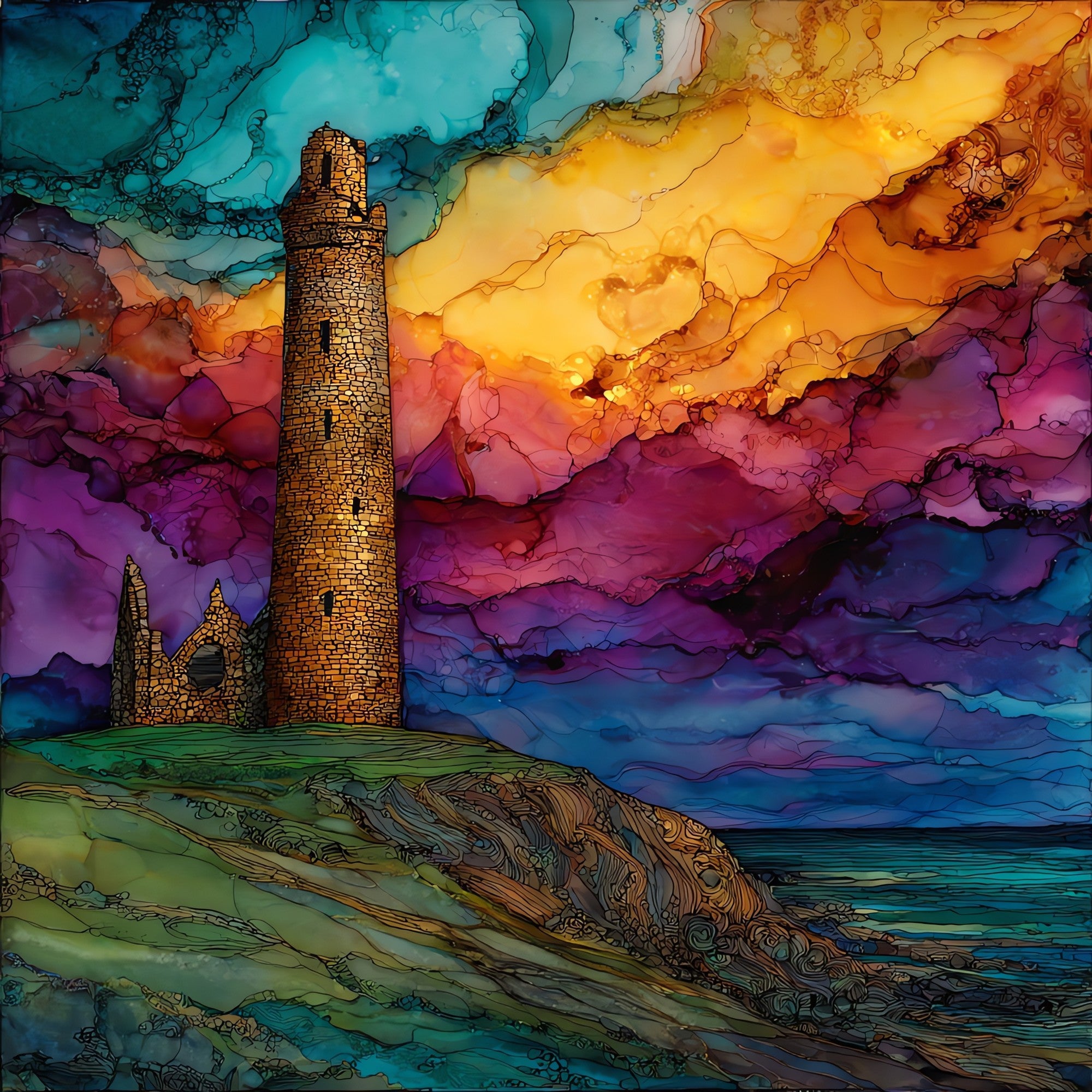 Ardmore Round Tower — ceramic art tile