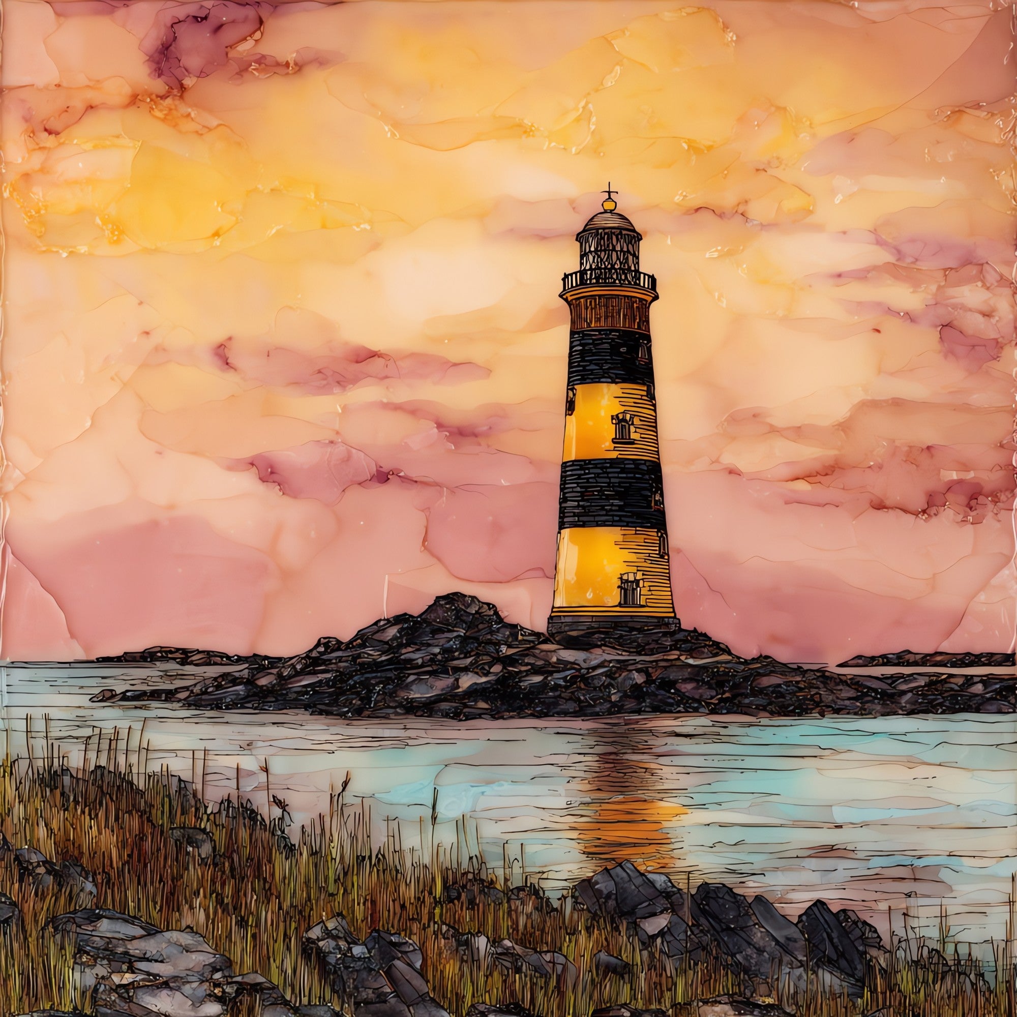 St John's Point Lighthouse — ceramic art tile