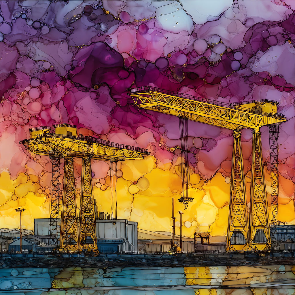 Belfast Shipyard Cranes — ceramic art tile