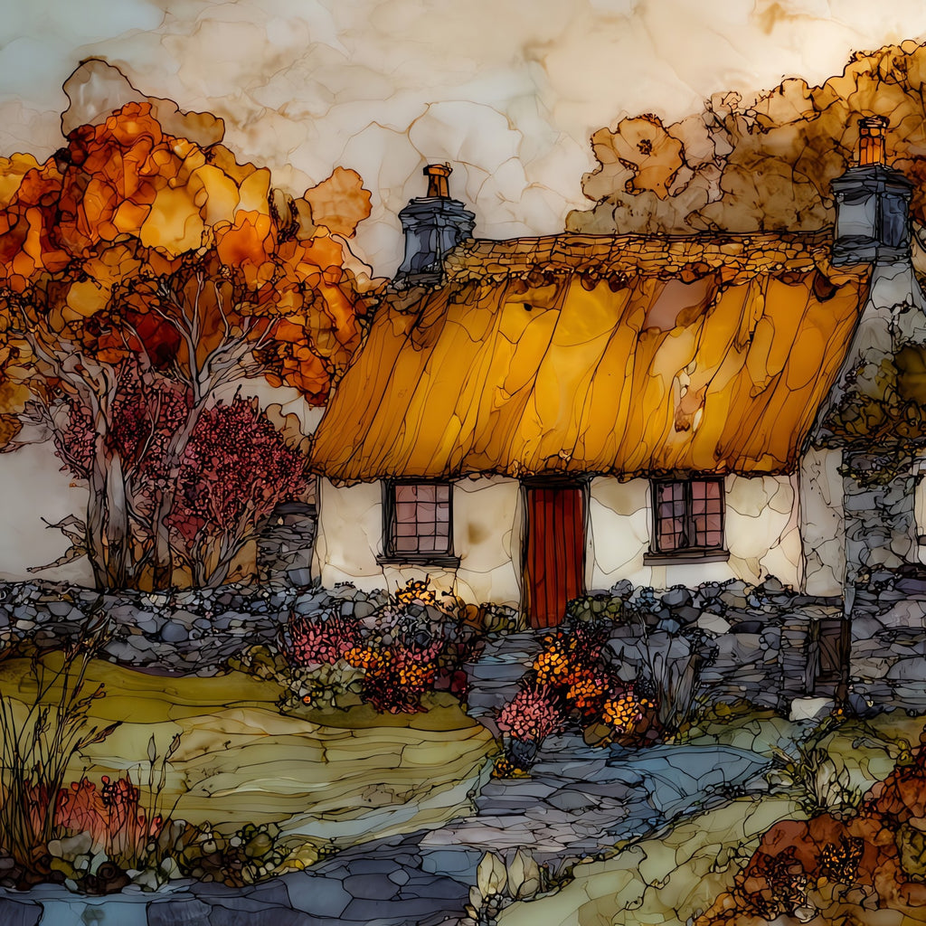 Irish Thatched Cottage — ceramic art tile