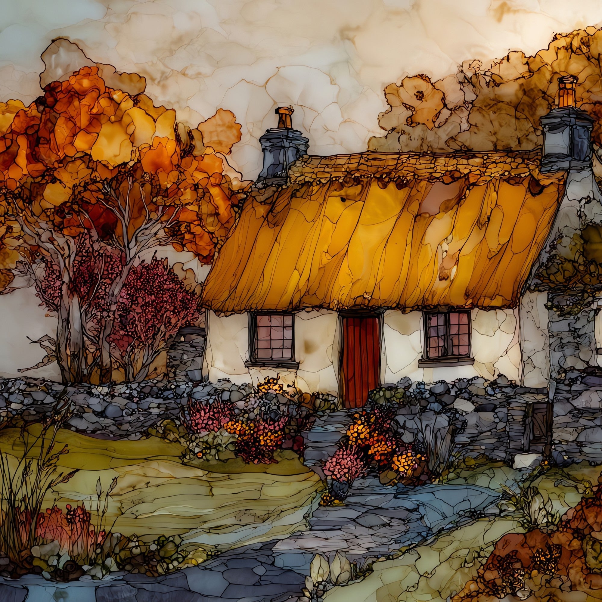 Irish Thatched Cottage — ceramic art tile