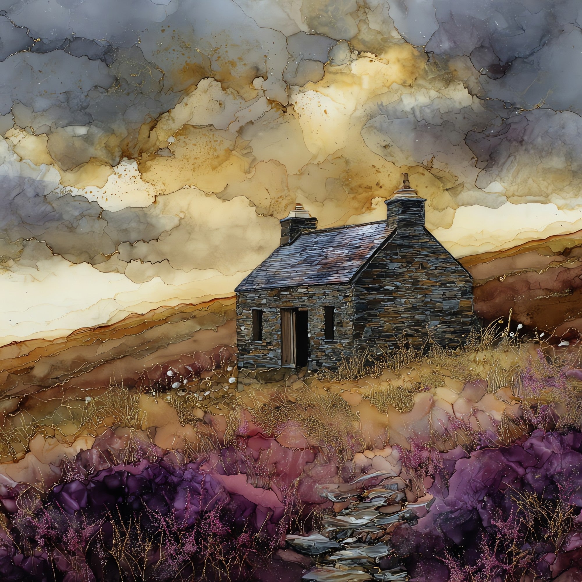 Famine Cottage Ruin — ceramic art tile